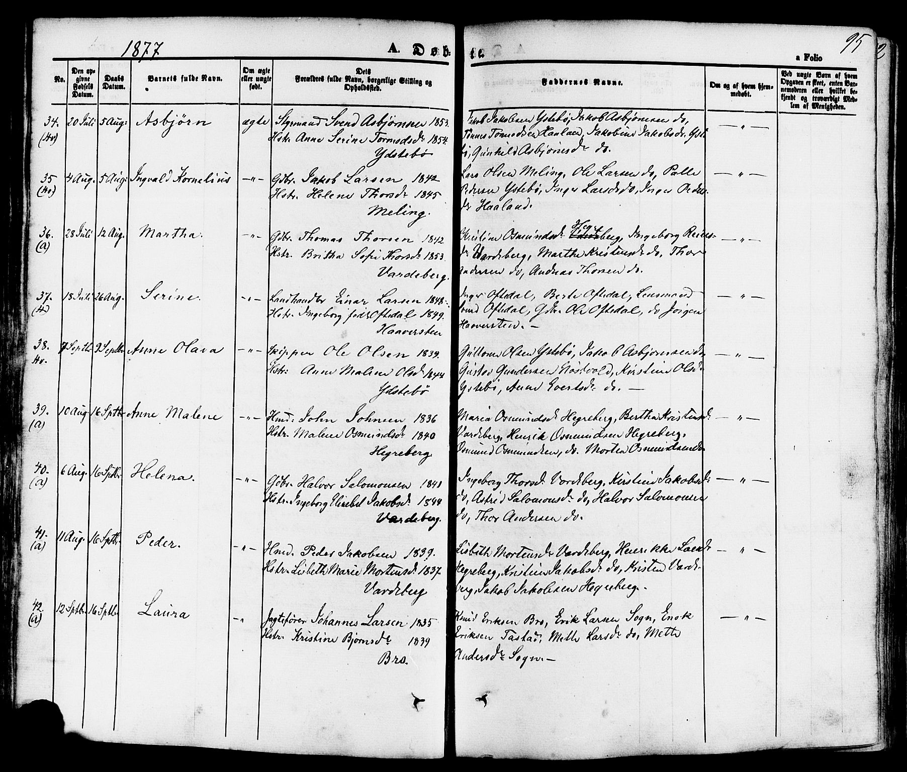 Rennesøy sokneprestkontor, SAST/A -101827/H/Ha/Haa/L0006: Parish register (official) no. A 6, 1860-1878, p. 95