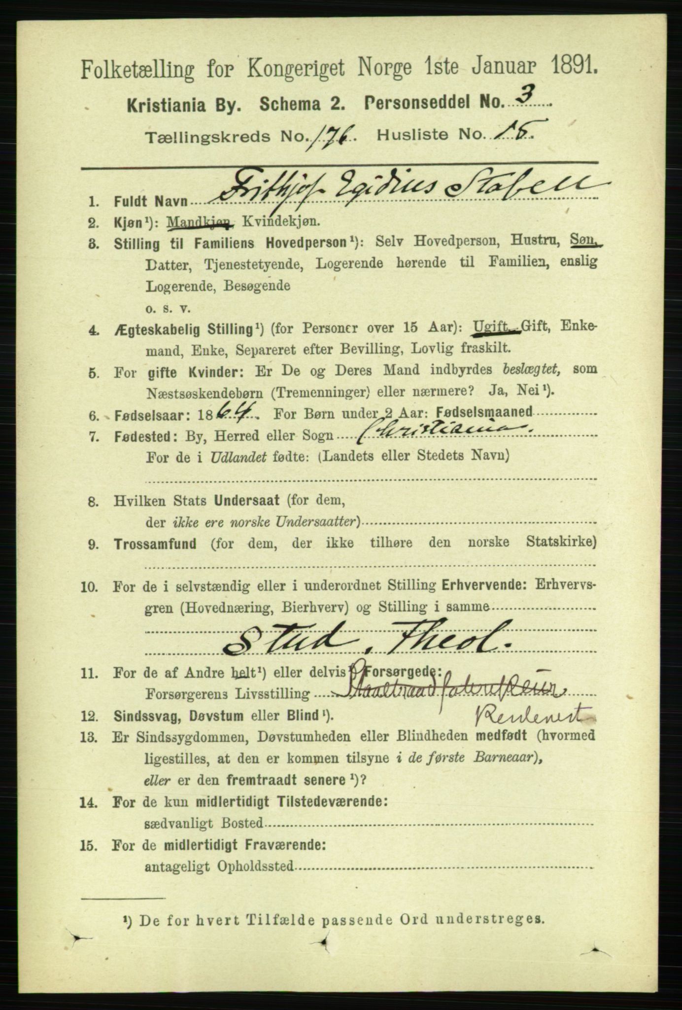 RA, 1891 census for 0301 Kristiania, 1891, p. 106072