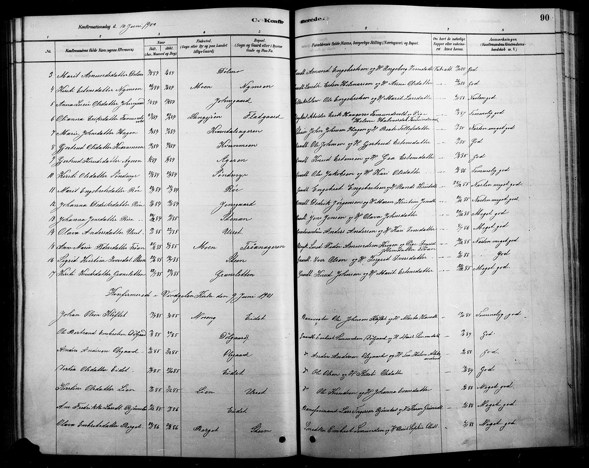 Tolga prestekontor, SAH/PREST-062/L/L0007: Parish register (copy) no. 7, 1878-1919, p. 90