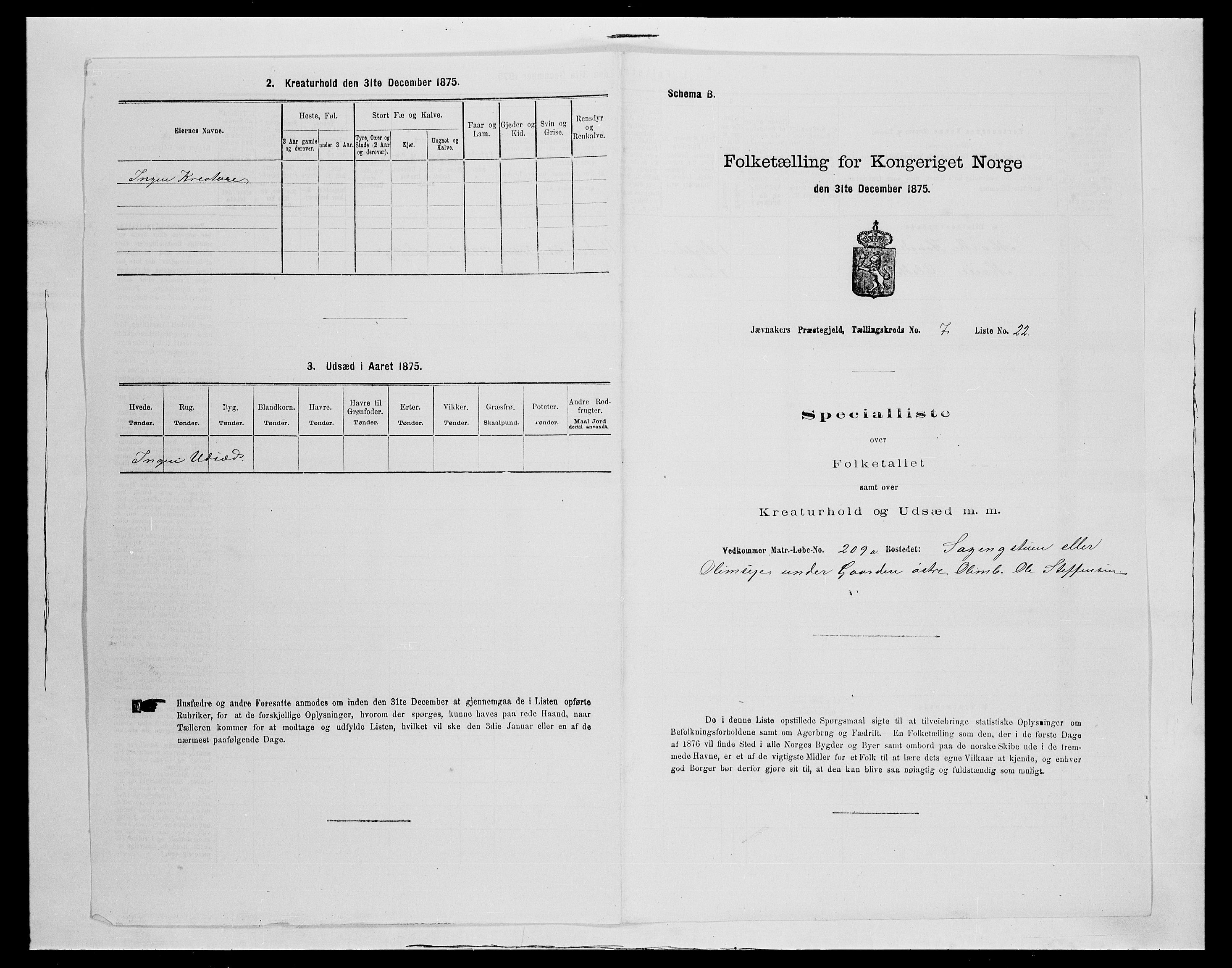 SAH, 1875 census for 0532P Jevnaker, 1875, p. 1199