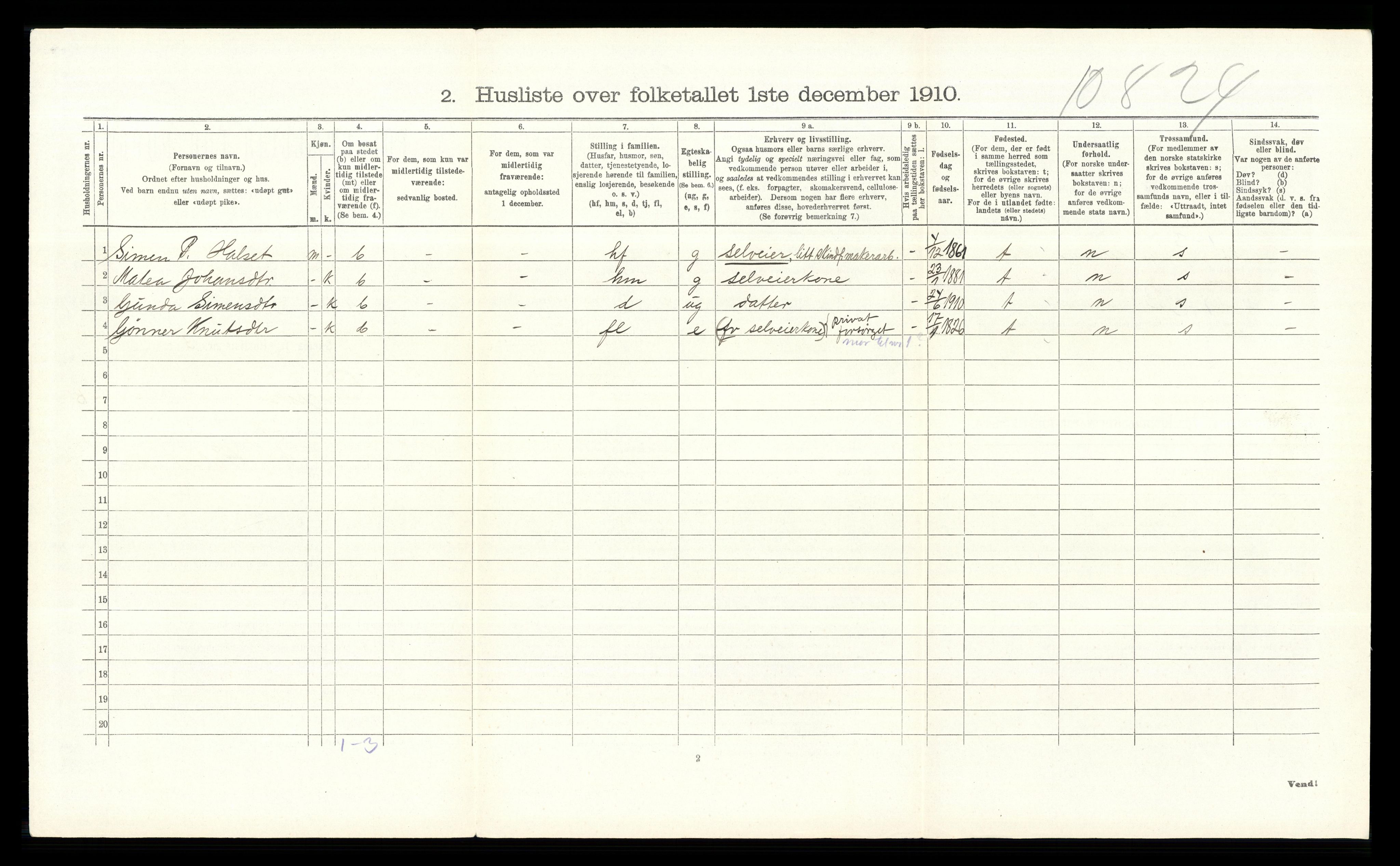 RA, 1910 census for Ringsaker, 1910, p. 3390