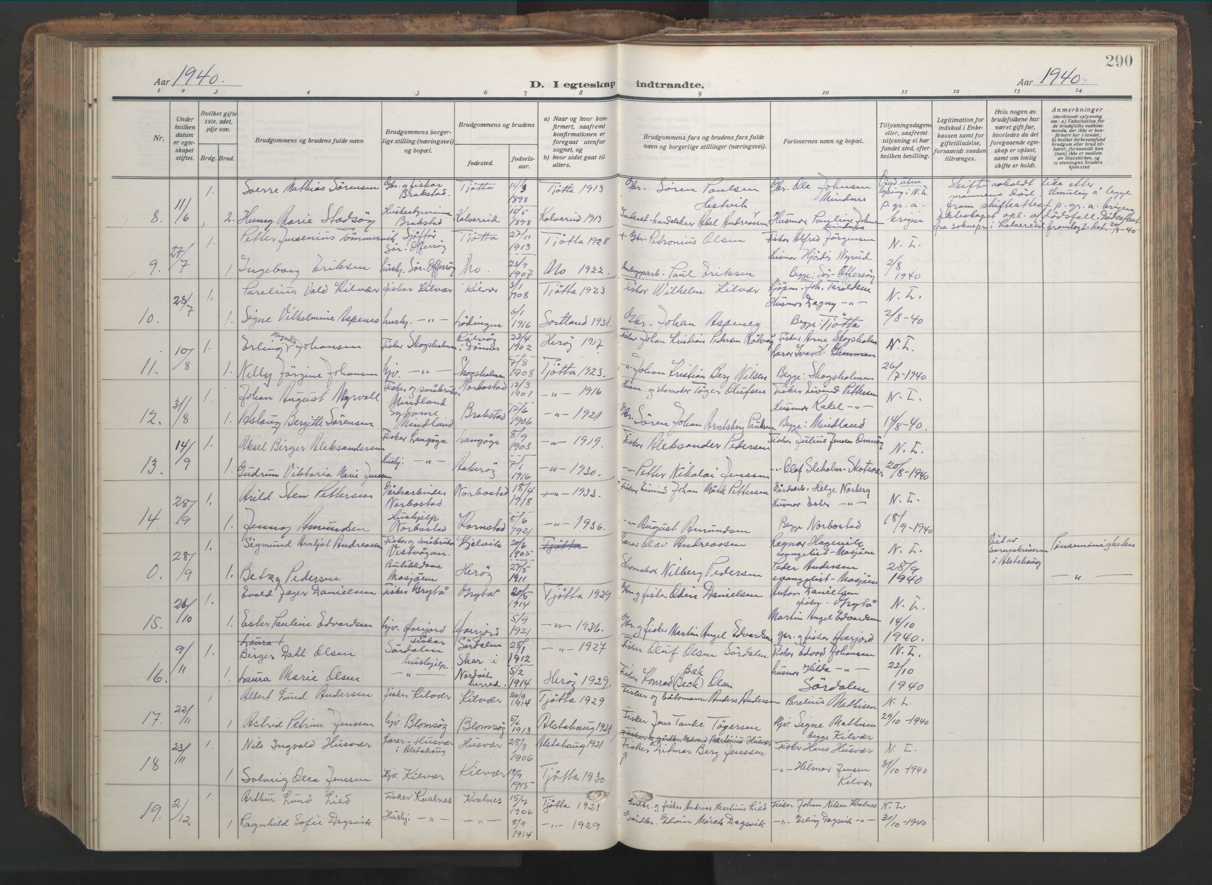 Ministerialprotokoller, klokkerbøker og fødselsregistre - Nordland, AV/SAT-A-1459/817/L0269: Parish register (copy) no. 817C04, 1921-1949, p. 290