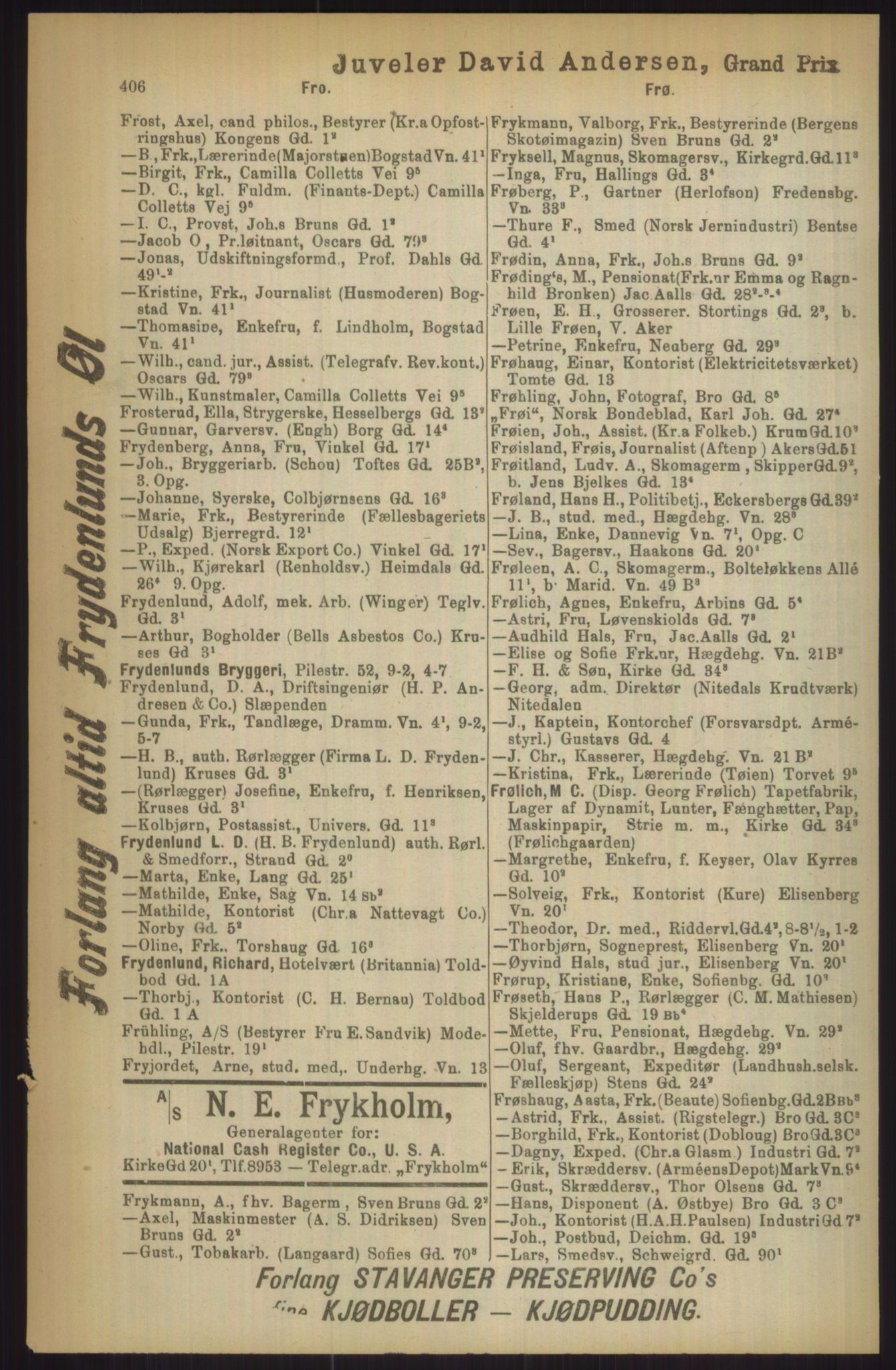 Kristiania/Oslo adressebok, PUBL/-, 1911, p. 406