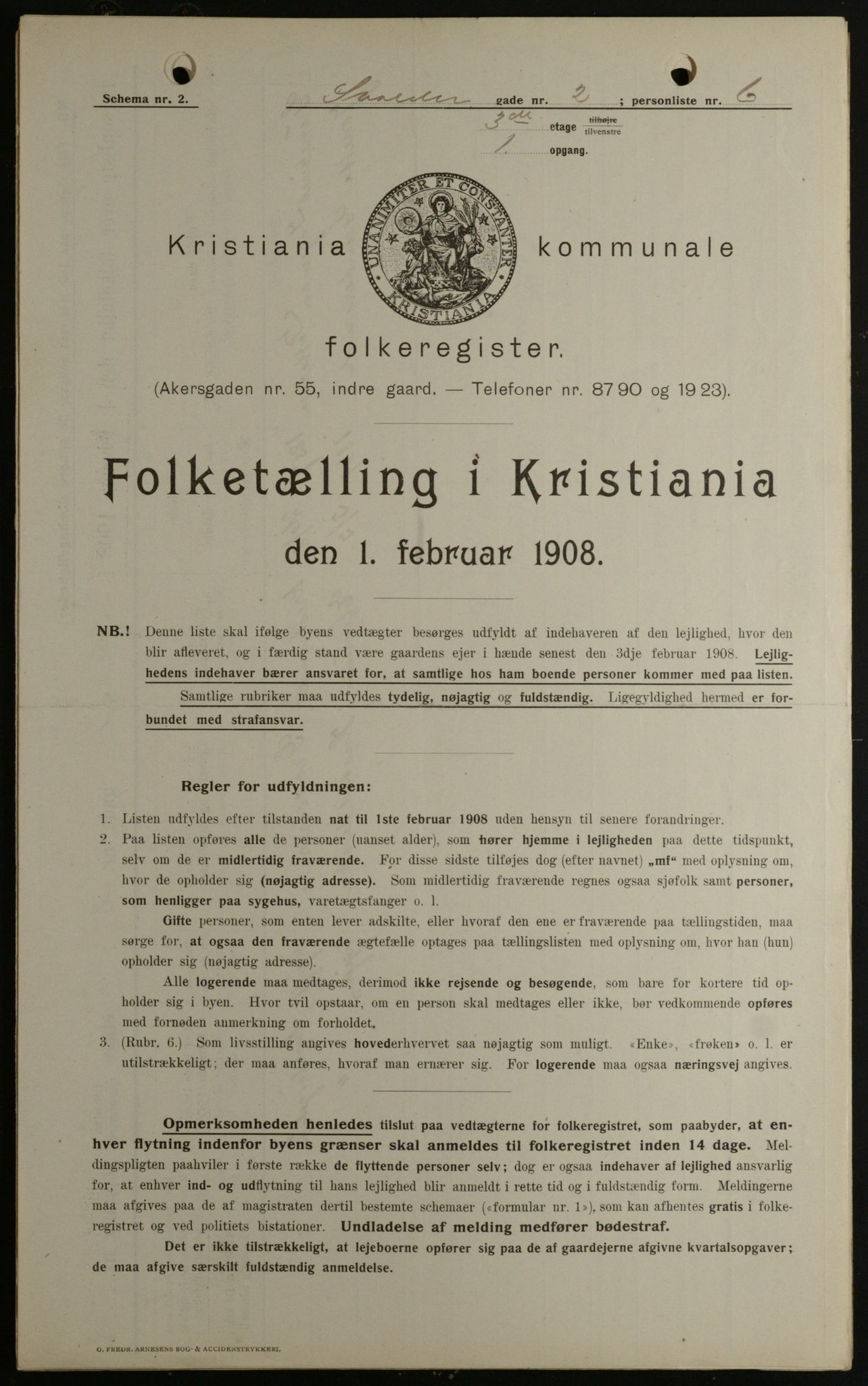 OBA, Municipal Census 1908 for Kristiania, 1908, p. 95478