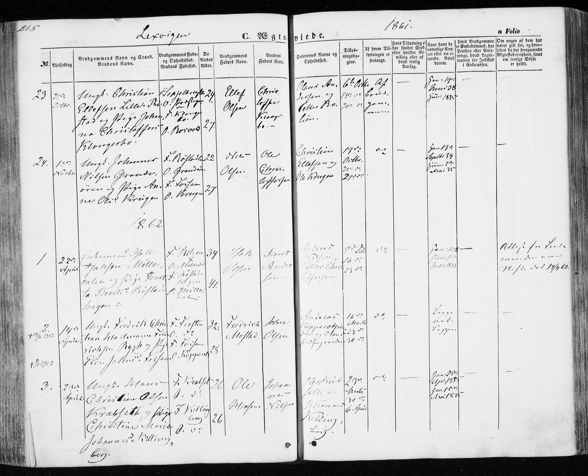 Ministerialprotokoller, klokkerbøker og fødselsregistre - Nord-Trøndelag, AV/SAT-A-1458/701/L0008: Parish register (official) no. 701A08 /1, 1854-1863, p. 265