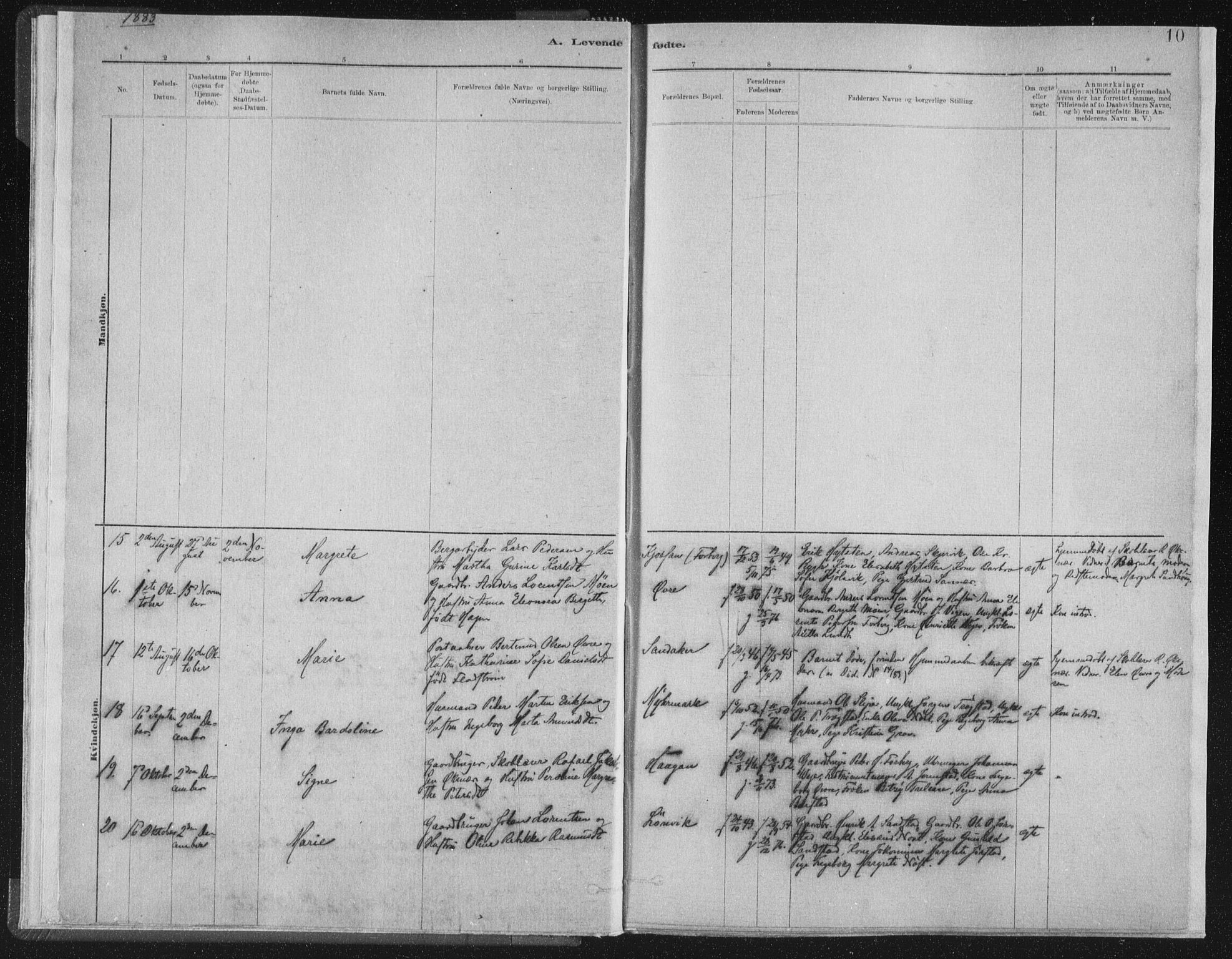 Ministerialprotokoller, klokkerbøker og fødselsregistre - Nord-Trøndelag, AV/SAT-A-1458/722/L0220: Parish register (official) no. 722A07, 1881-1908, p. 10