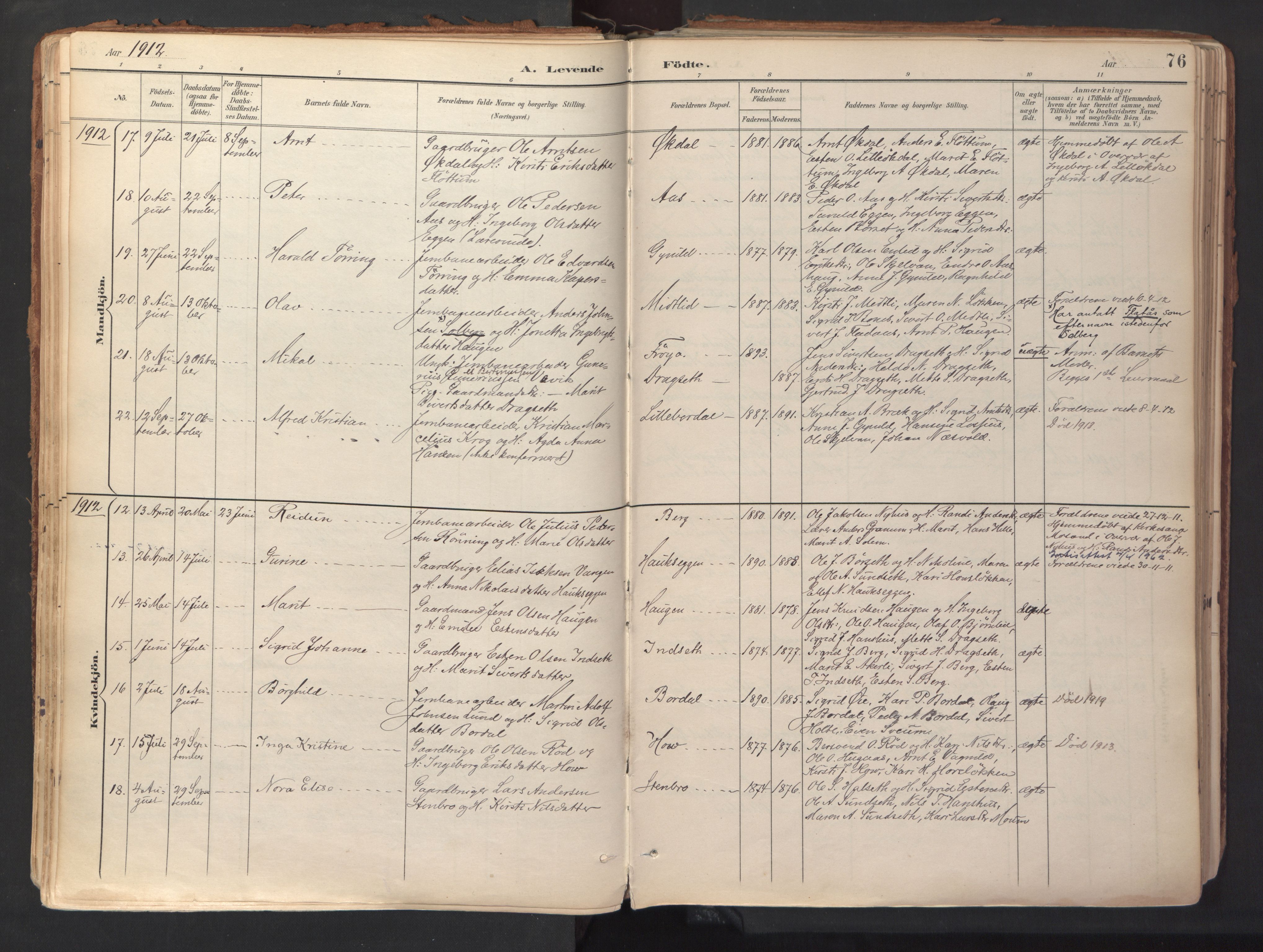 Ministerialprotokoller, klokkerbøker og fødselsregistre - Sør-Trøndelag, SAT/A-1456/689/L1041: Parish register (official) no. 689A06, 1891-1923, p. 76