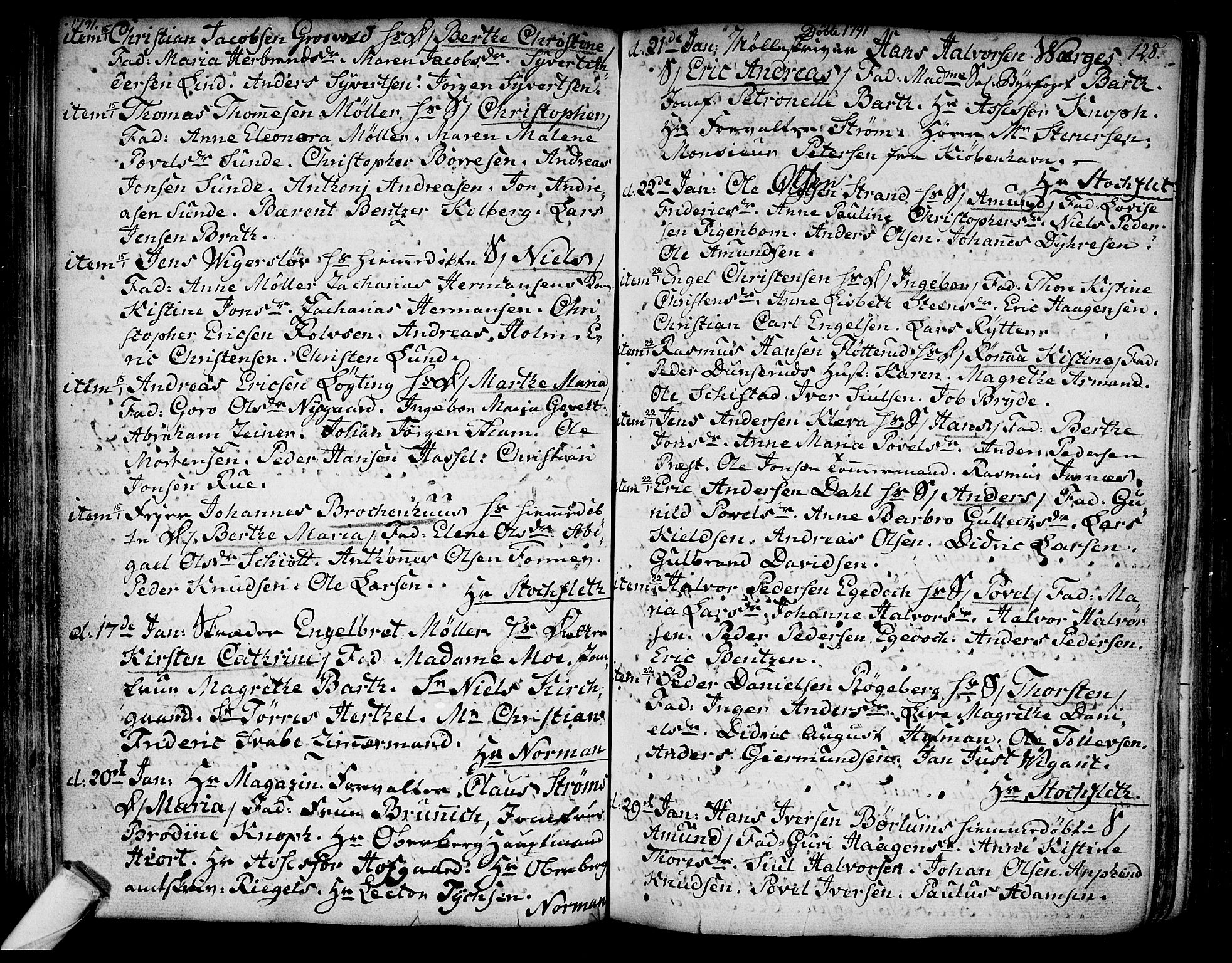 Kongsberg kirkebøker, SAKO/A-22/F/Fa/L0006: Parish register (official) no. I 6, 1783-1797, p. 128