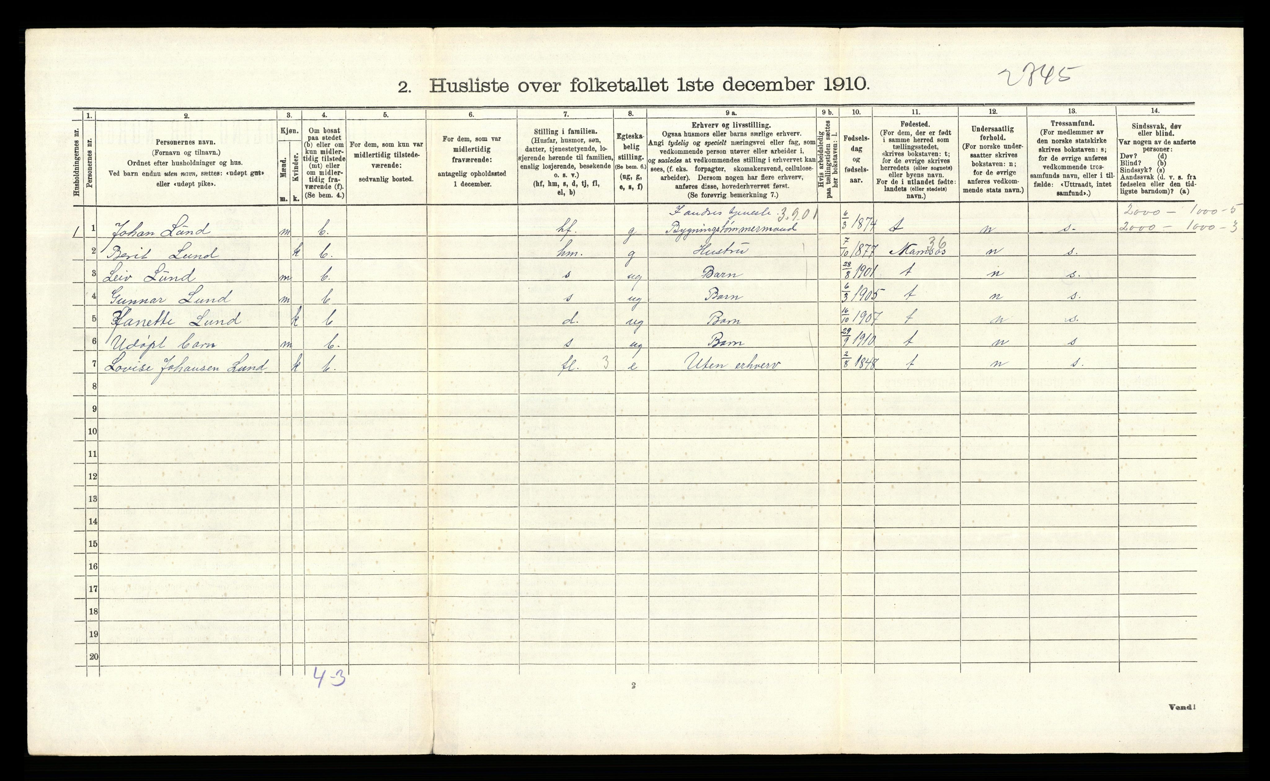 RA, 1910 census for Bærum, 1910, p. 752