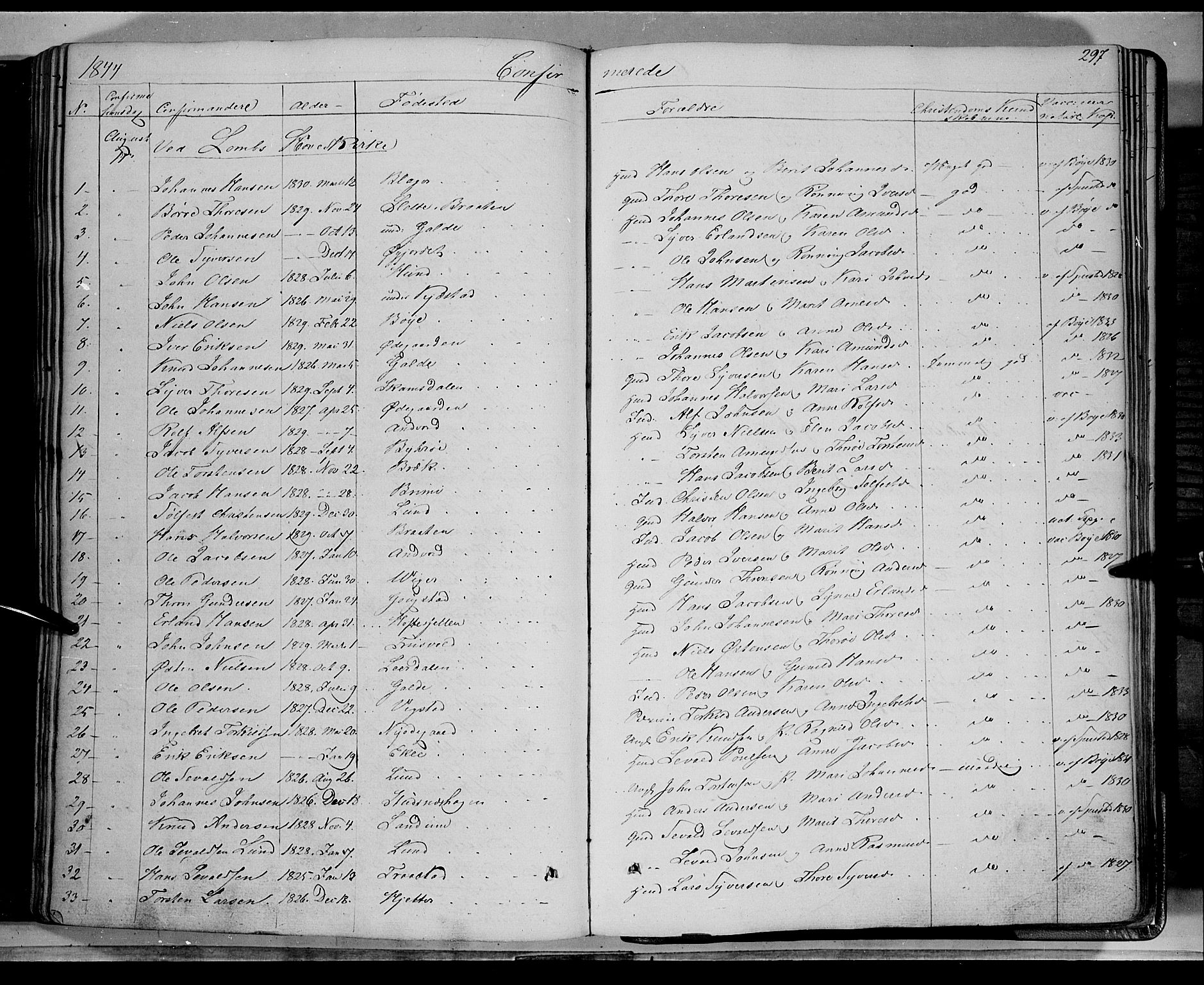 Lom prestekontor, SAH/PREST-070/K/L0006: Parish register (official) no. 6A, 1837-1863, p. 297