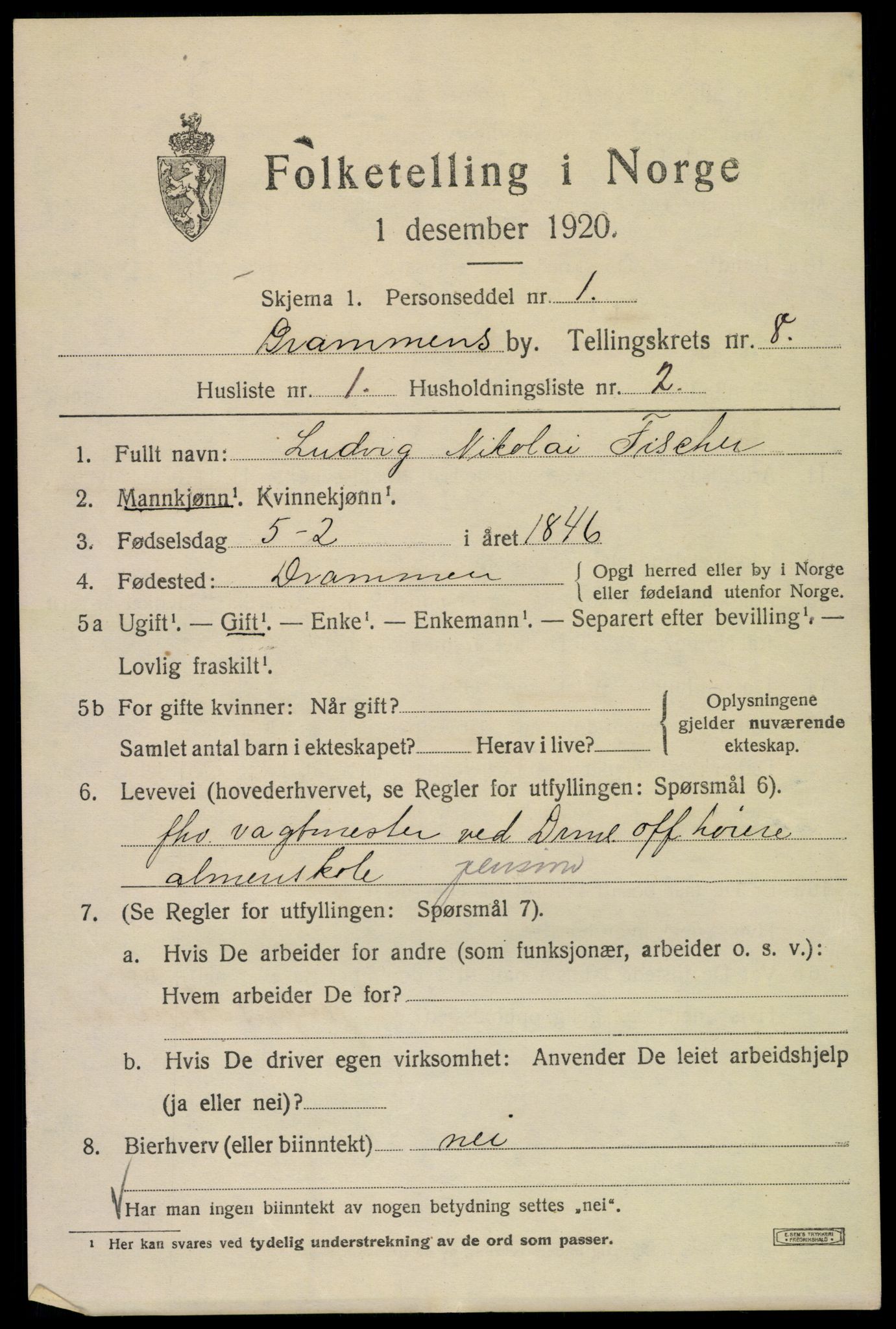 SAKO, 1920 census for Drammen, 1920, p. 53065