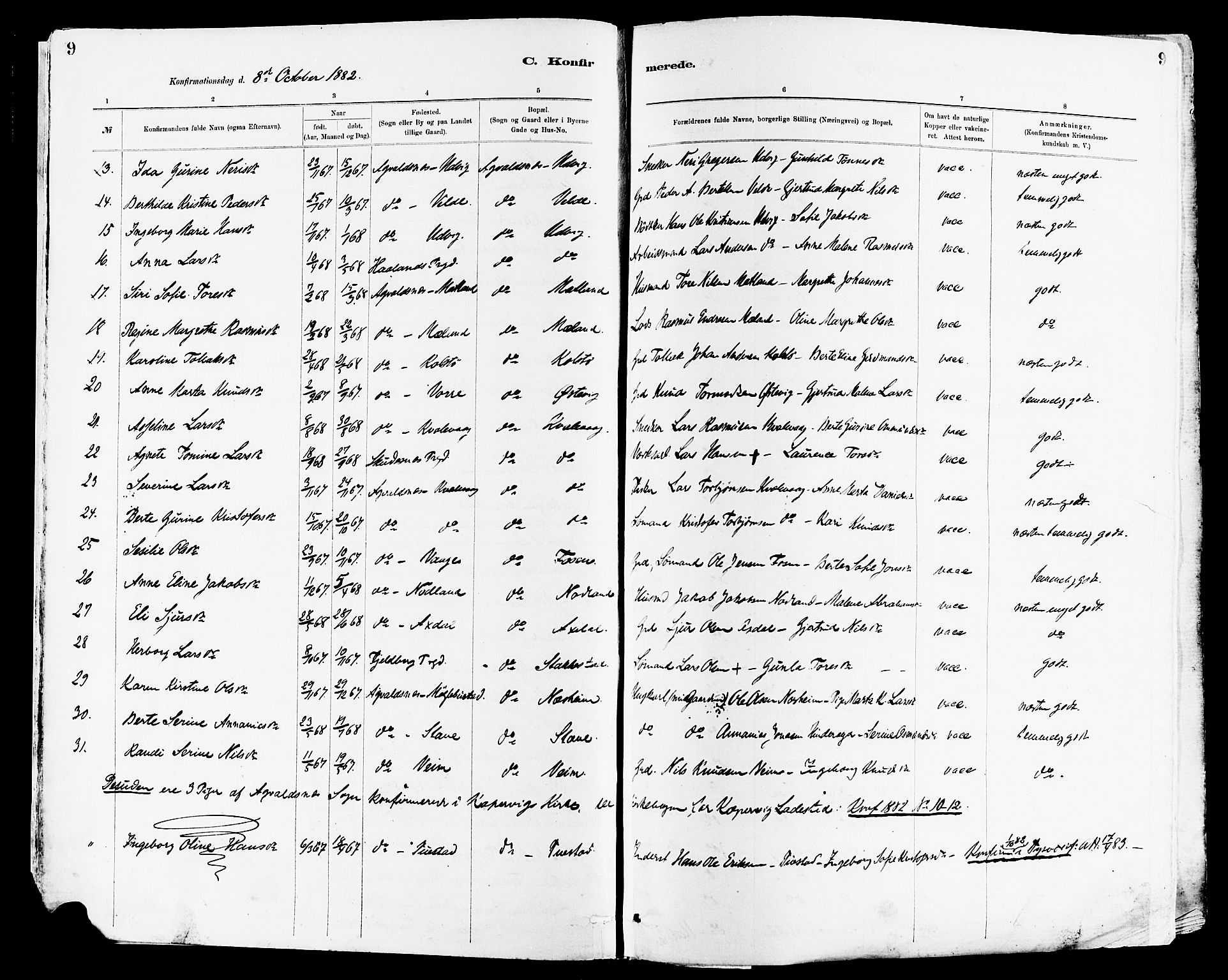 Avaldsnes sokneprestkontor, AV/SAST-A -101851/H/Ha/Haa/L0015: Parish register (official) no. A 15, 1880-1906, p. 9