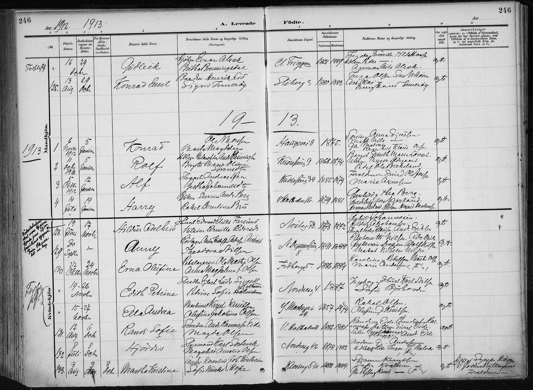Nykirken Sokneprestembete, SAB/A-77101/H/Haa/L0019: Parish register (official) no. B 7, 1904-1916, p. 246