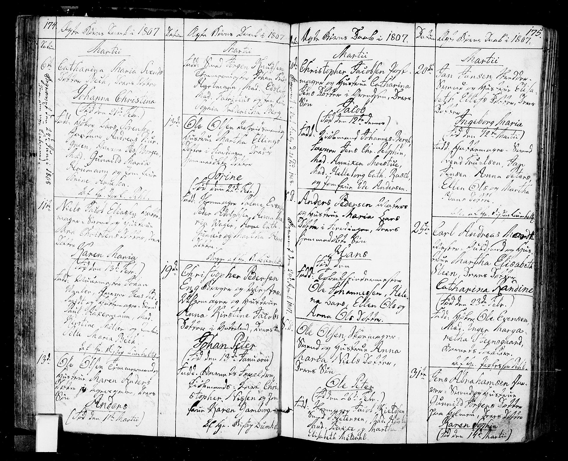 Oslo domkirke Kirkebøker, AV/SAO-A-10752/F/Fa/L0006: Parish register (official) no. 6, 1807-1817, p. 174-175