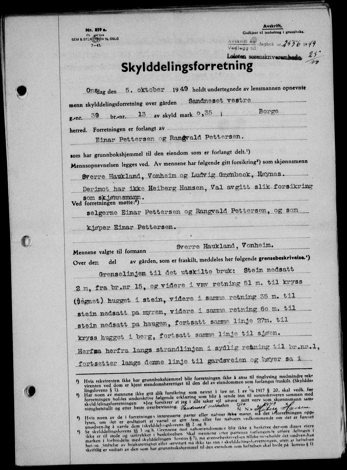 Lofoten sorenskriveri, SAT/A-0017/1/2/2C/L0022a: Mortgage book no. 22a, 1949-1950, Diary no: : 2556/1949