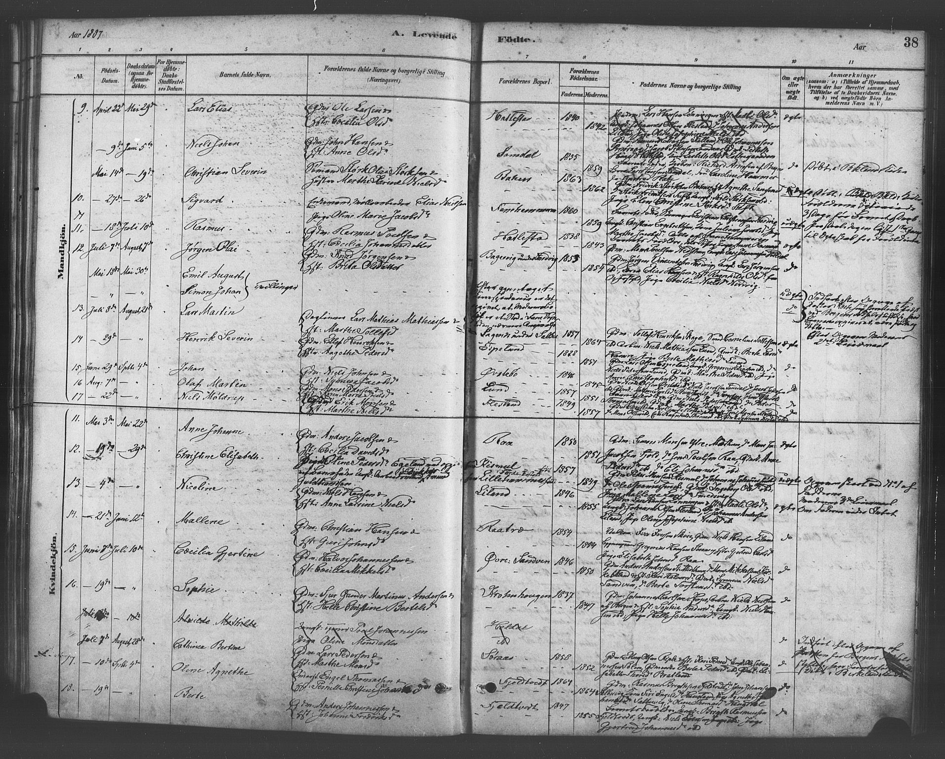 Fana Sokneprestembete, AV/SAB-A-75101/H/Haa/Haab/L0001: Parish register (official) no. B 1, 1878-1889, p. 38