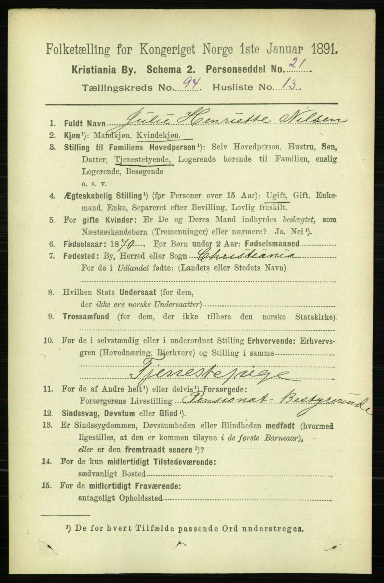 RA, 1891 census for 0301 Kristiania, 1891, p. 46245