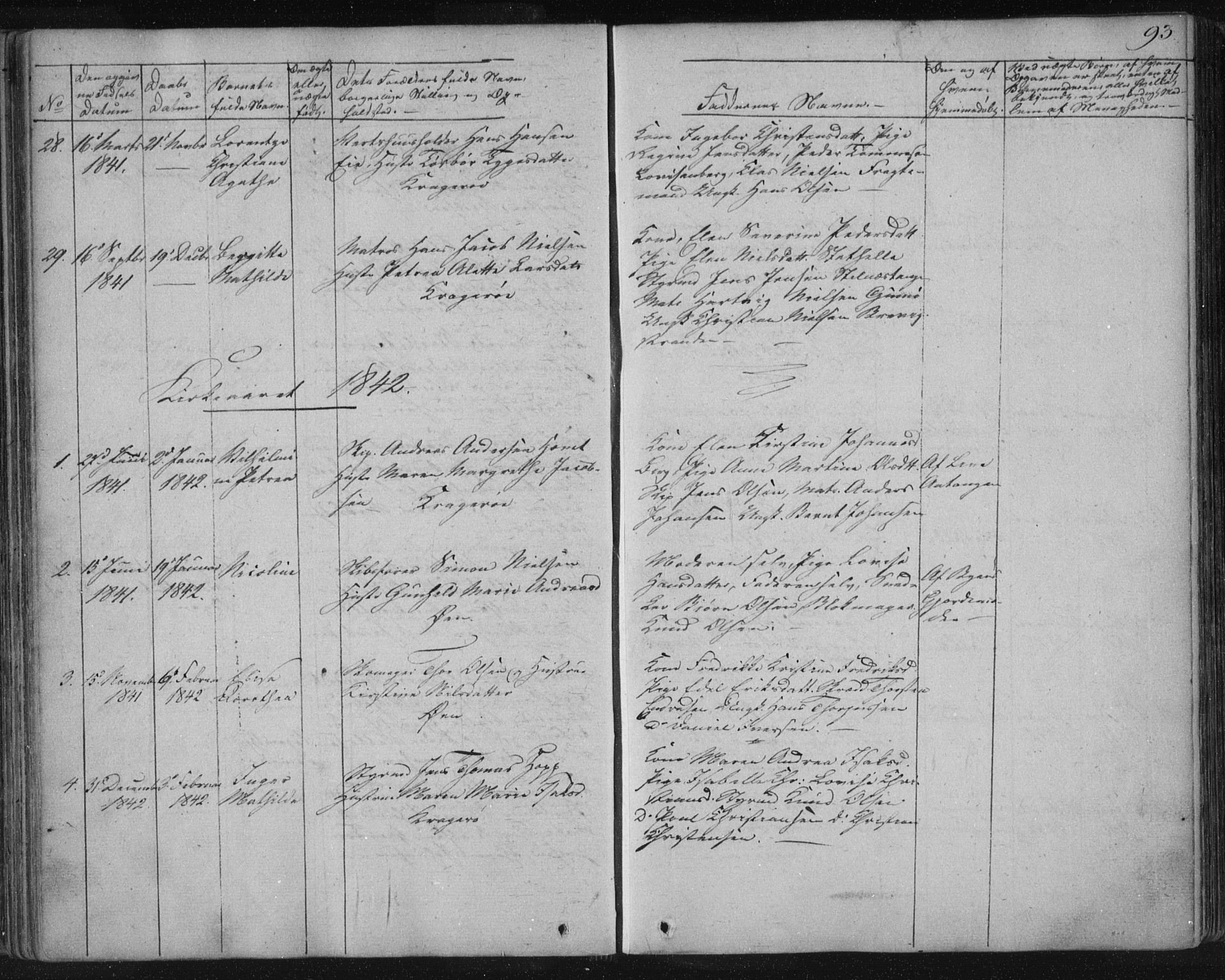 Kragerø kirkebøker, AV/SAKO-A-278/F/Fa/L0005: Parish register (official) no. 5, 1832-1847, p. 93