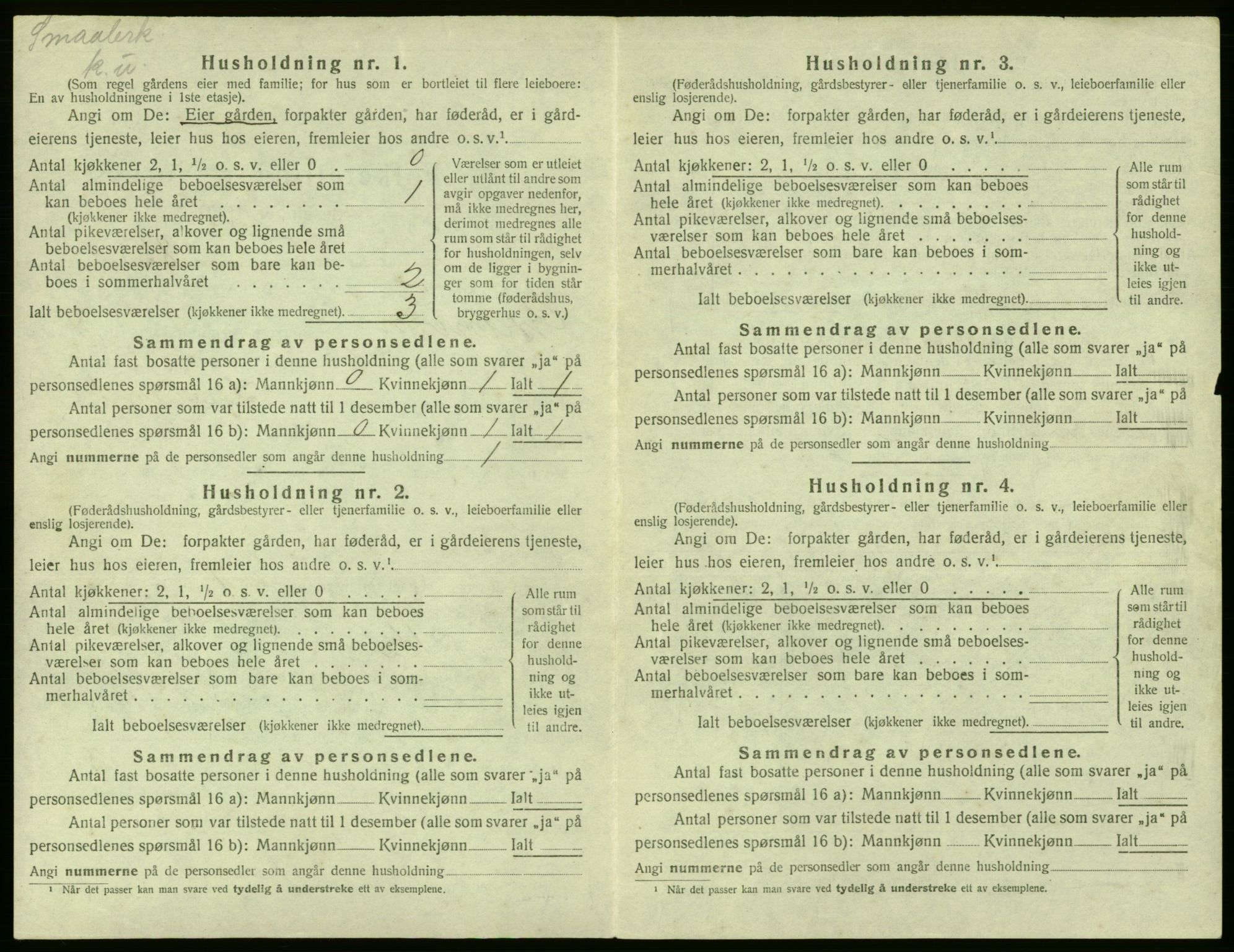 SAB, 1920 census for Granvin, 1920, p. 400