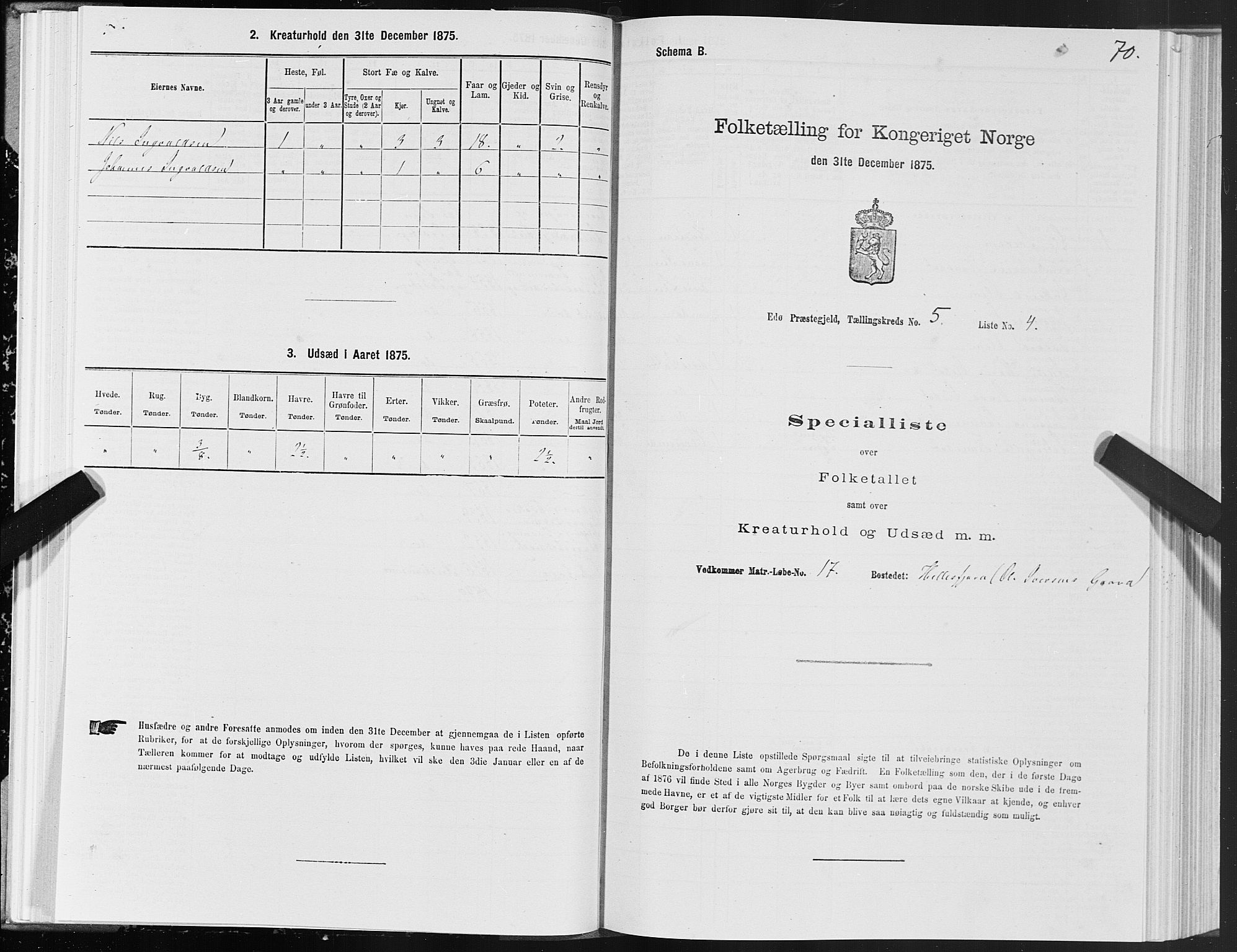 SAT, 1875 census for 1573P Edøy, 1875, p. 2070