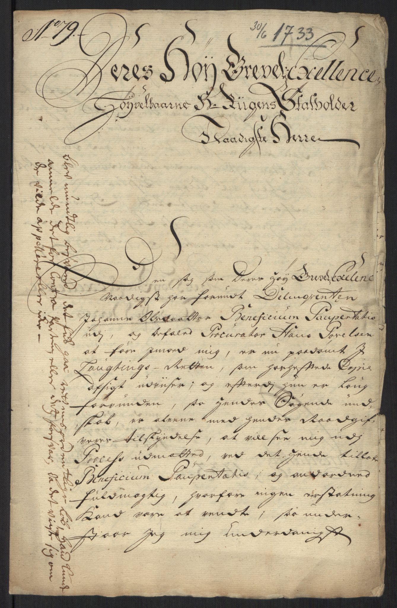 Stattholderembetet 1572-1771, RA/EA-2870/Ef/L0107: Brev fra embetsmenn og andre, 1733-1734, p. 105