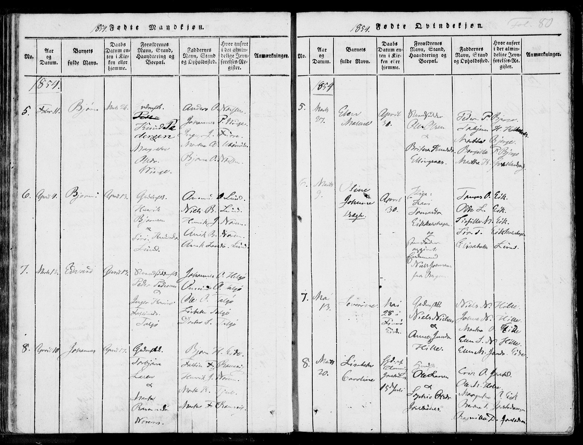 Nedstrand sokneprestkontor, AV/SAST-A-101841/01/IV: Parish register (official) no. A 7, 1816-1870, p. 80