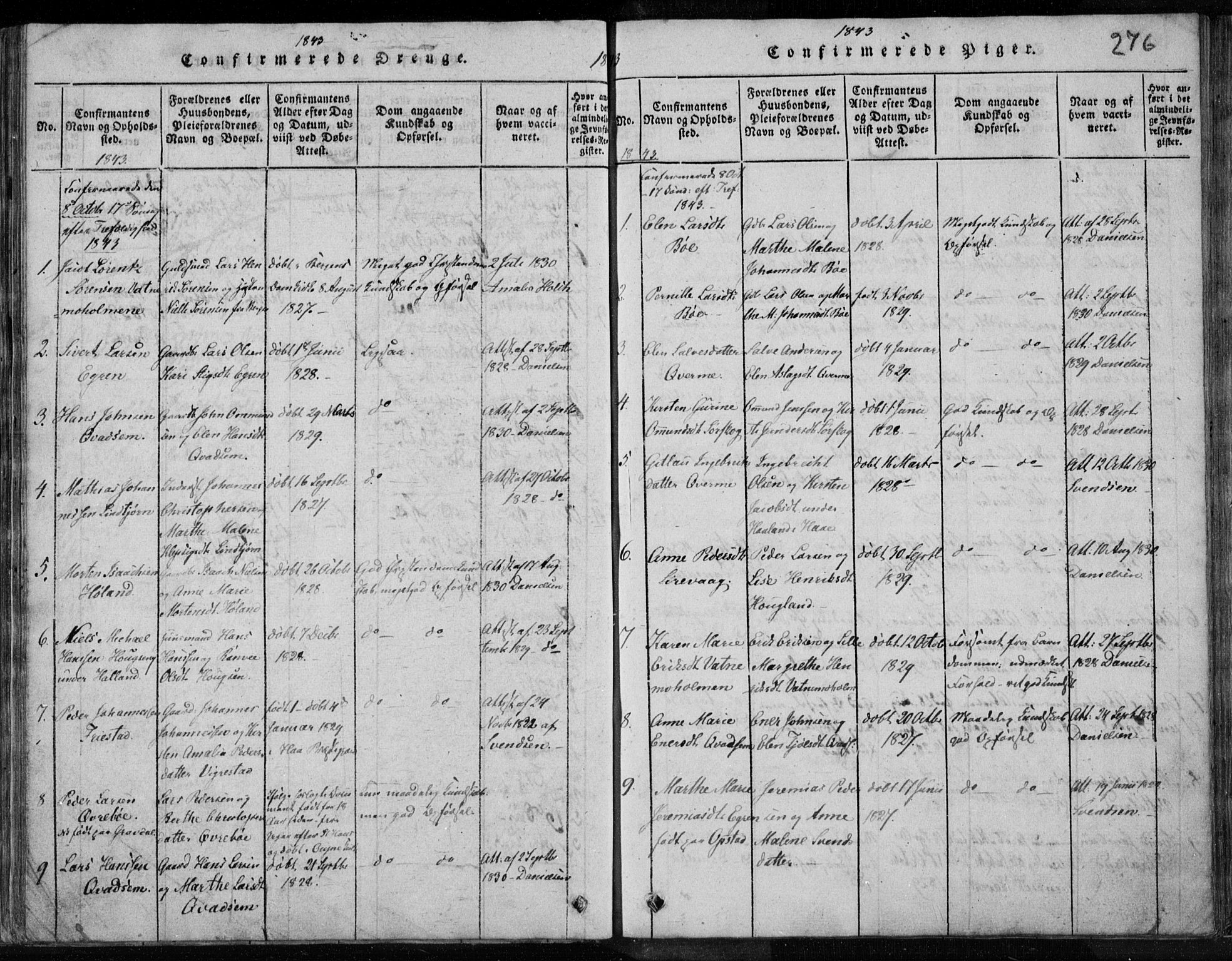 Eigersund sokneprestkontor, AV/SAST-A-101807/S08/L0008: Parish register (official) no. A 8, 1816-1847, p. 276