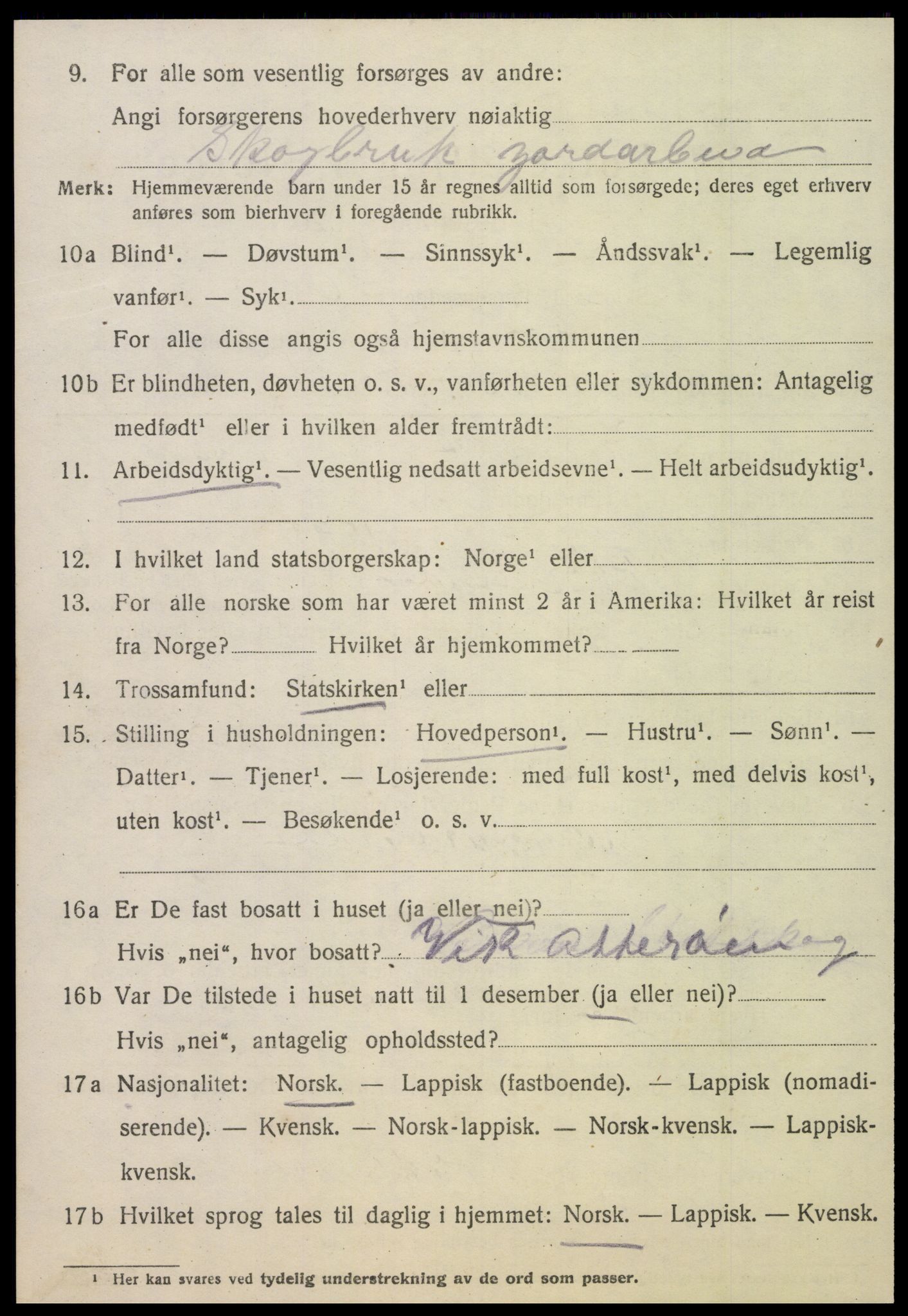 SAT, 1920 census for Overhalla, 1920, p. 4285