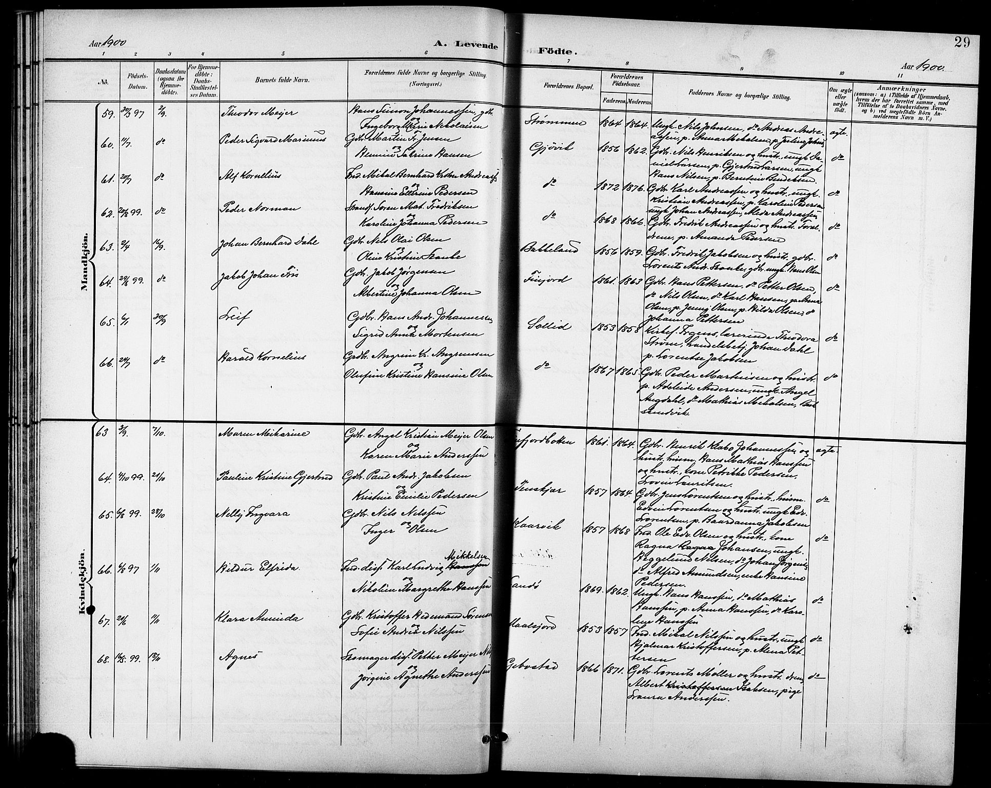 Lenvik sokneprestembete, AV/SATØ-S-1310/H/Ha/Hab/L0008klokker: Parish register (copy) no. 8, 1899-1911, p. 29