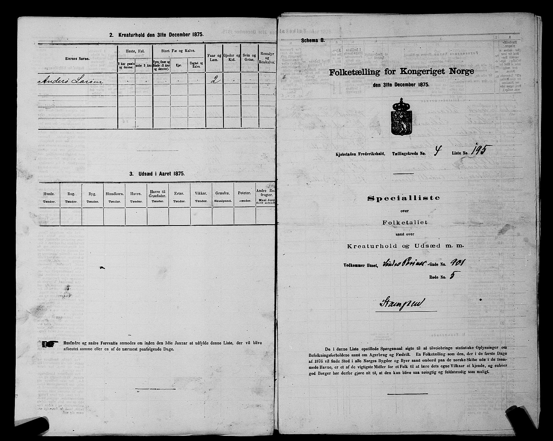 RA, 1875 census for 0101P Fredrikshald, 1875, p. 471