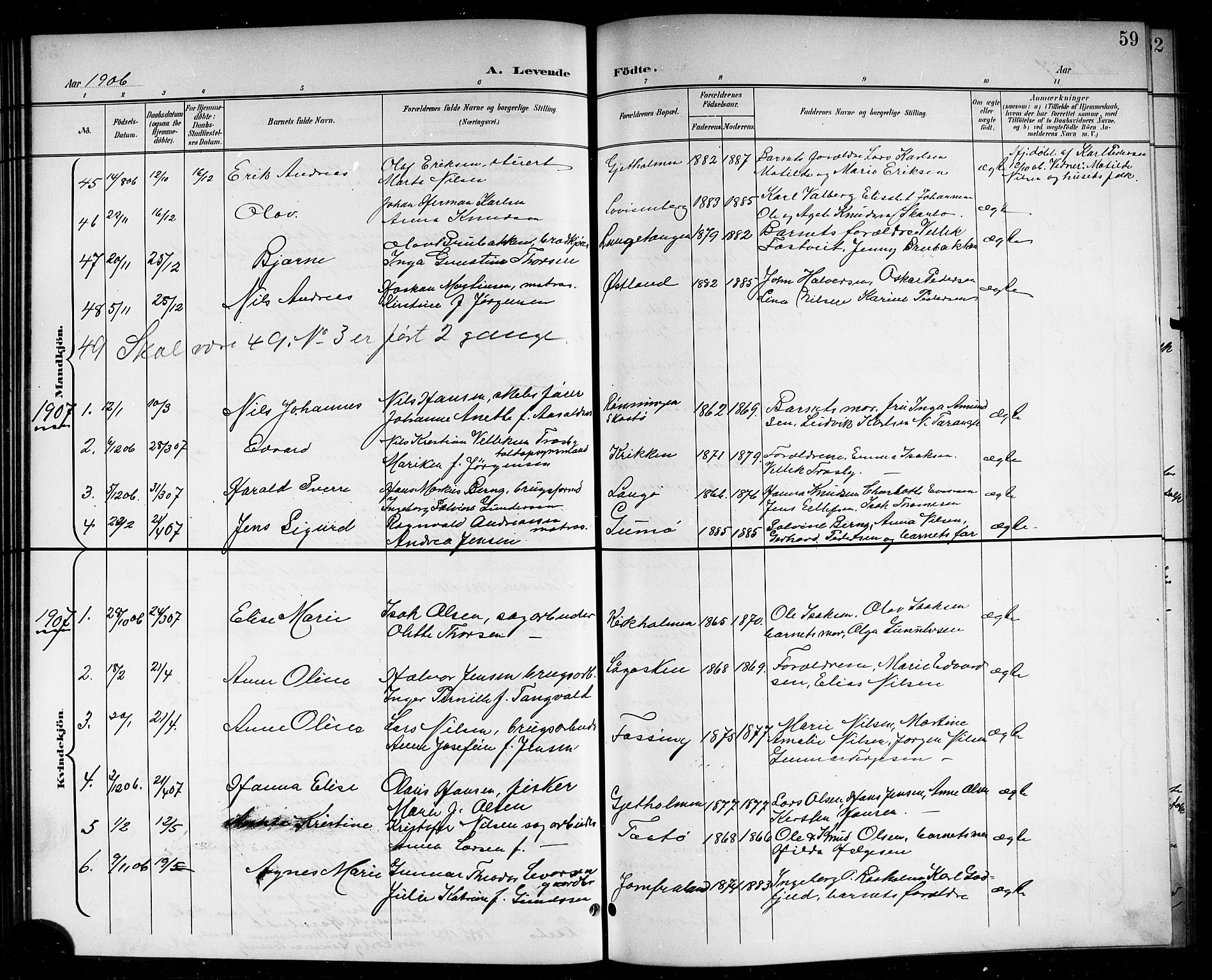 Skåtøy kirkebøker, SAKO/A-304/G/Ga/L0004: Parish register (copy) no. I 4, 1898-1916, p. 59