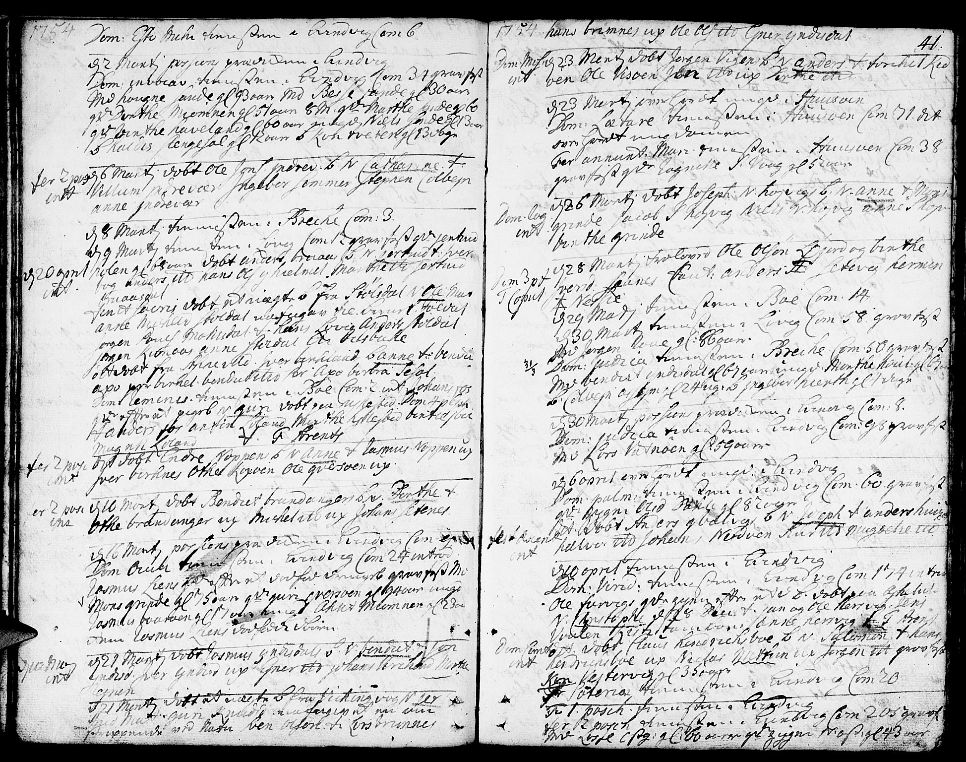 Gulen sokneprestembete, SAB/A-80201/H/Haa/Haaa/L0012: Parish register (official) no. A 12, 1749-1776, p. 41