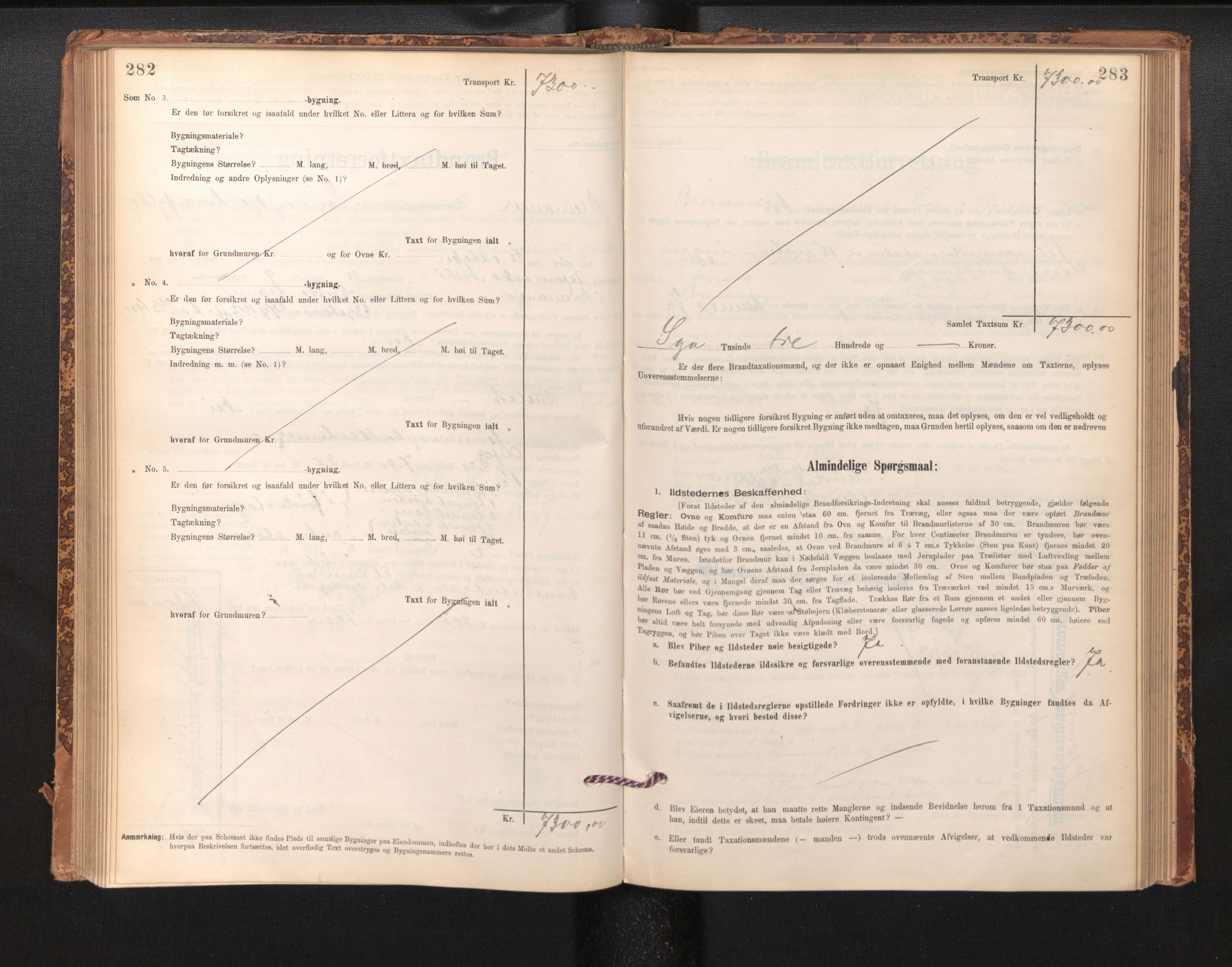 Lensmannen i Bremanger, SAB/A-26701/0012/L0007: Branntakstprotokoll, skjematakst, 1895-1936, p. 282-283