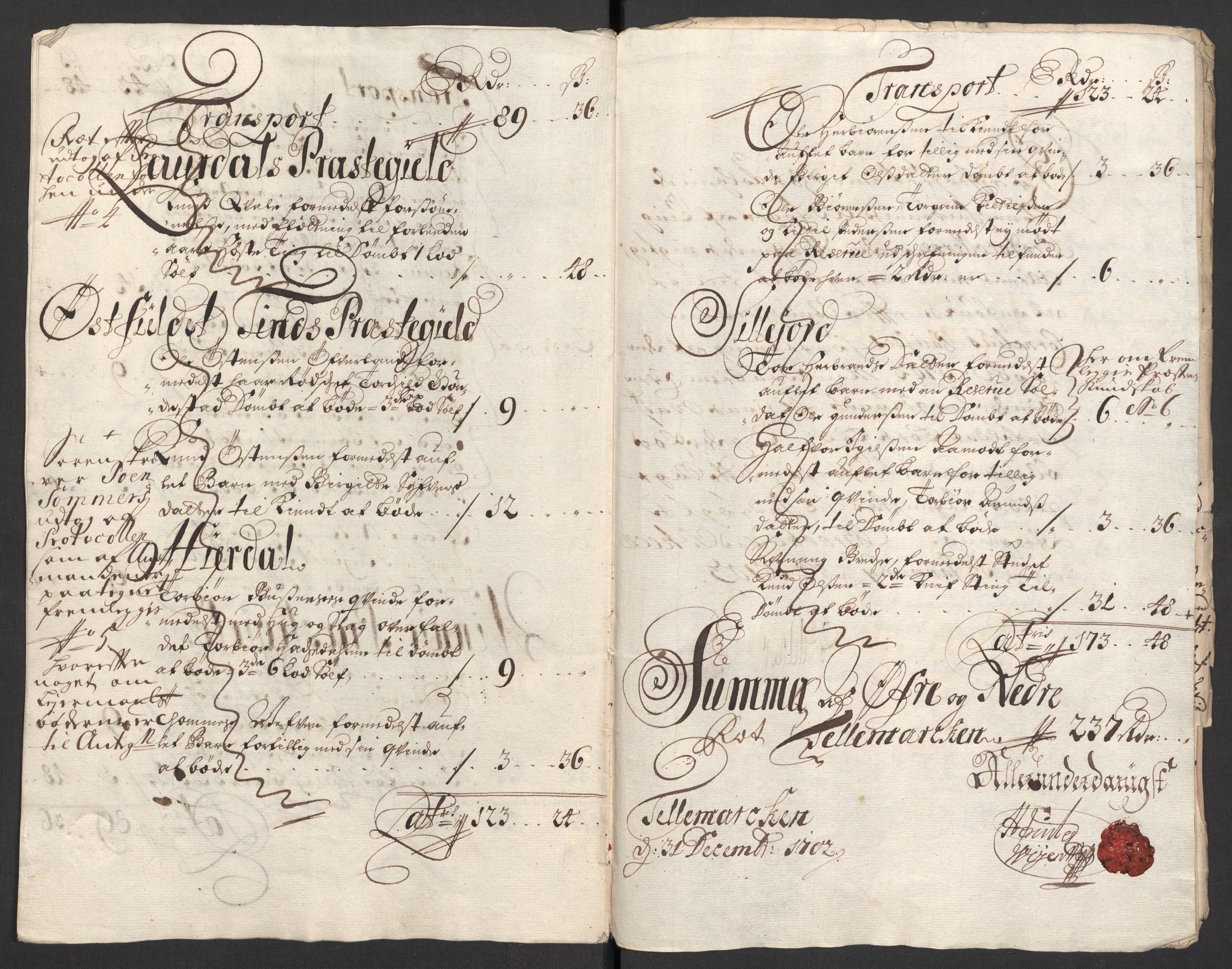 Rentekammeret inntil 1814, Reviderte regnskaper, Fogderegnskap, RA/EA-4092/R36/L2106: Fogderegnskap Øvre og Nedre Telemark og Bamble, 1702, p. 44