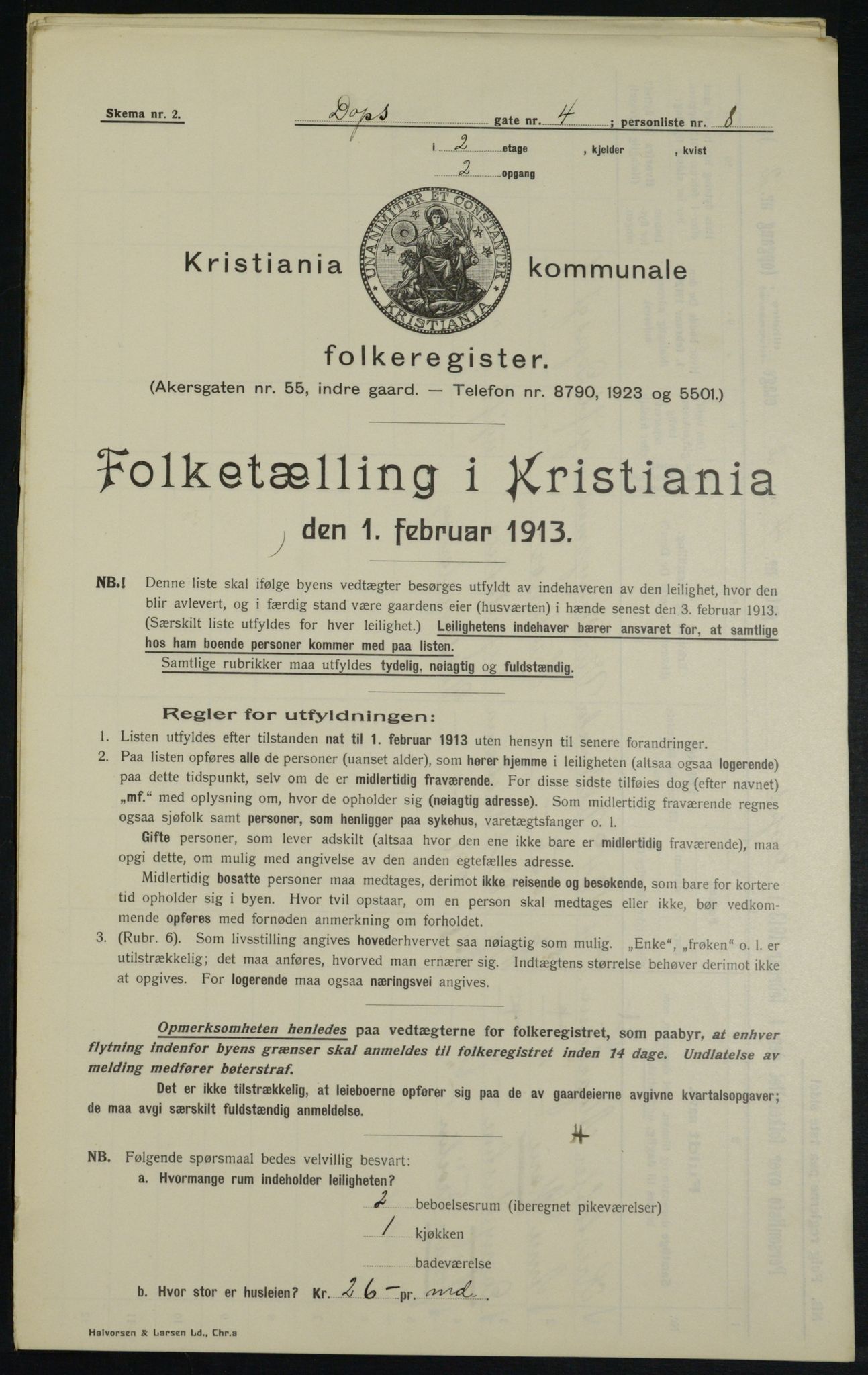 OBA, Municipal Census 1913 for Kristiania, 1913, p. 15924