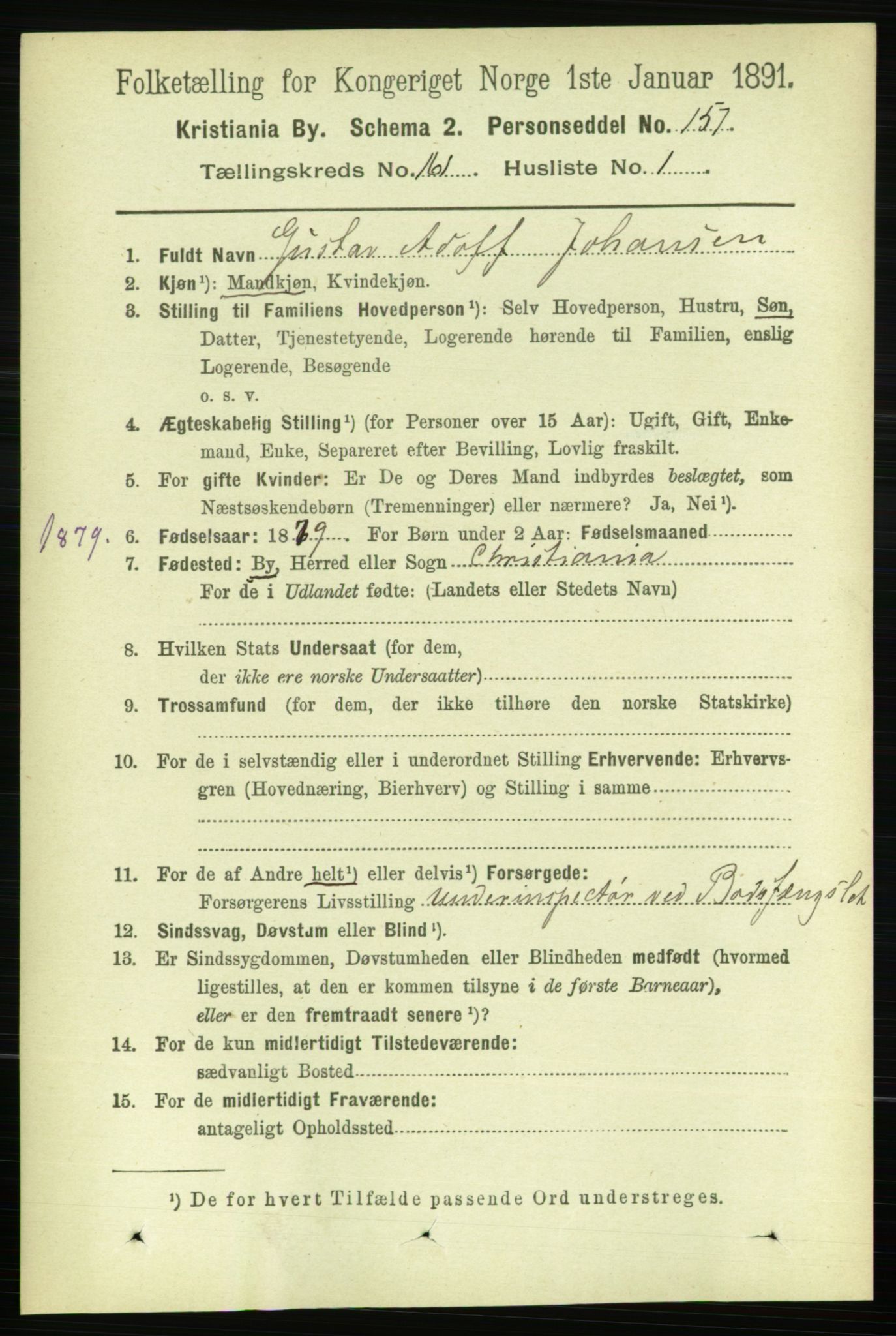 RA, 1891 census for 0301 Kristiania, 1891, p. 91575