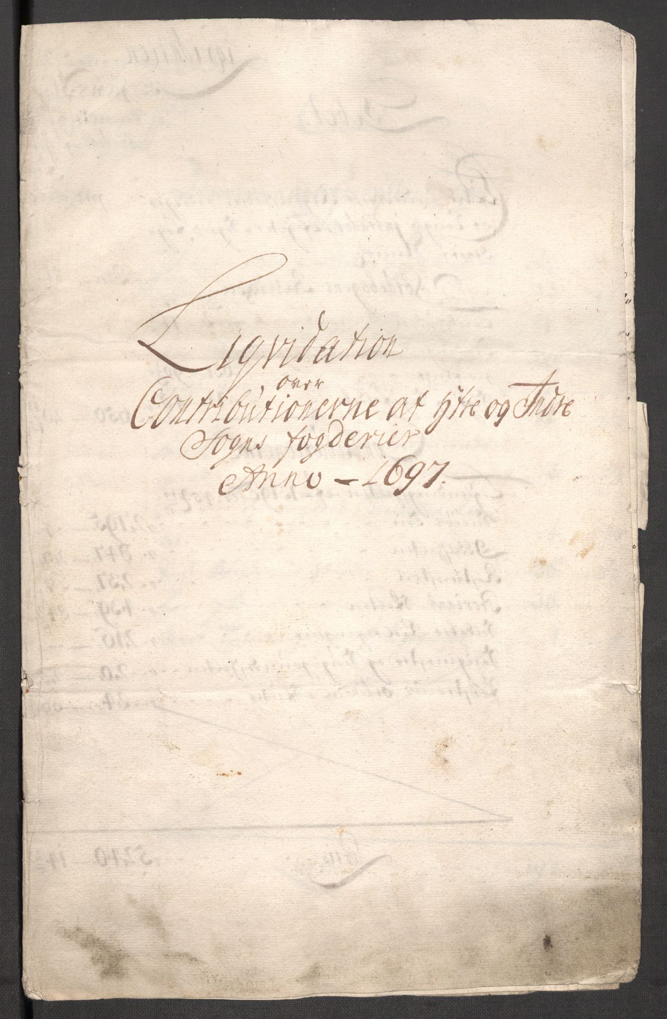 Rentekammeret inntil 1814, Reviderte regnskaper, Fogderegnskap, RA/EA-4092/R52/L3309: Fogderegnskap Sogn, 1696-1697, p. 447