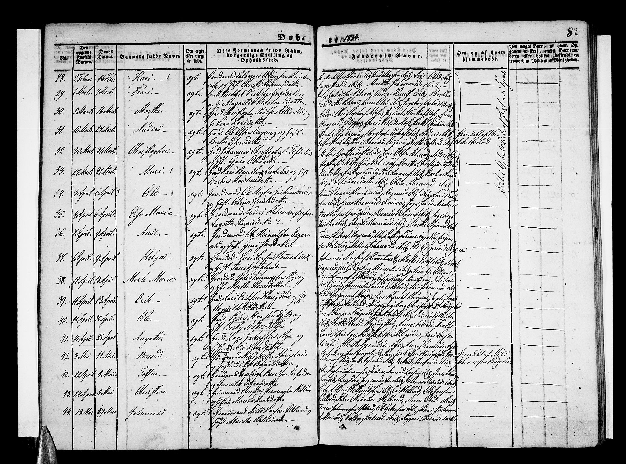 Stord sokneprestembete, SAB/A-78201/H/Haa: Parish register (official) no. A 6, 1826-1840, p. 82