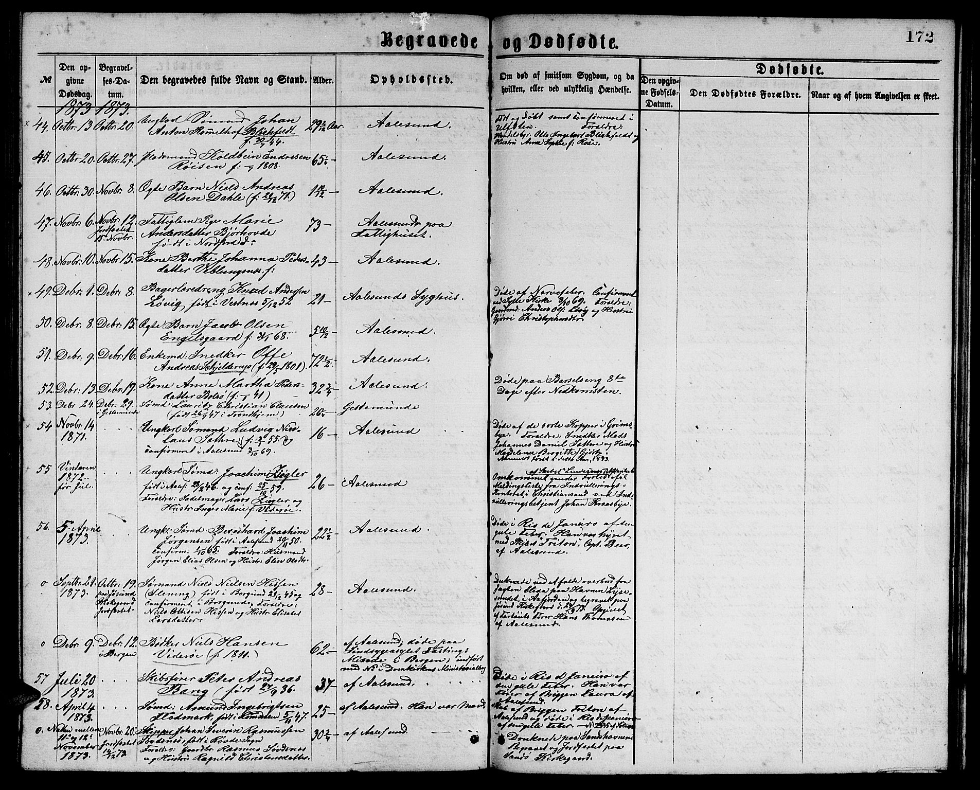 Ministerialprotokoller, klokkerbøker og fødselsregistre - Møre og Romsdal, AV/SAT-A-1454/529/L0465: Parish register (copy) no. 529C02, 1868-1877, p. 172