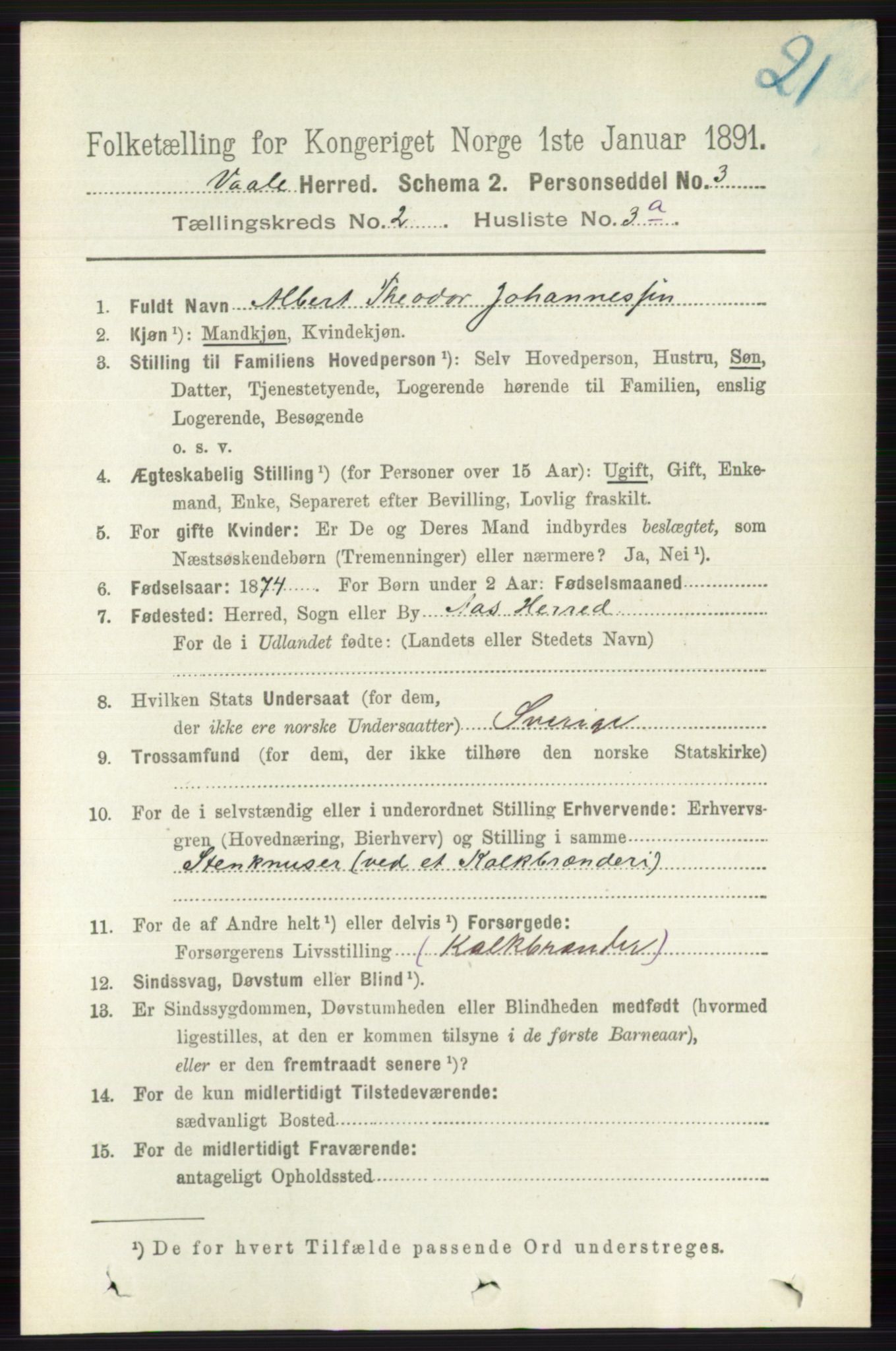 RA, 1891 census for 0716 Våle, 1891, p. 457