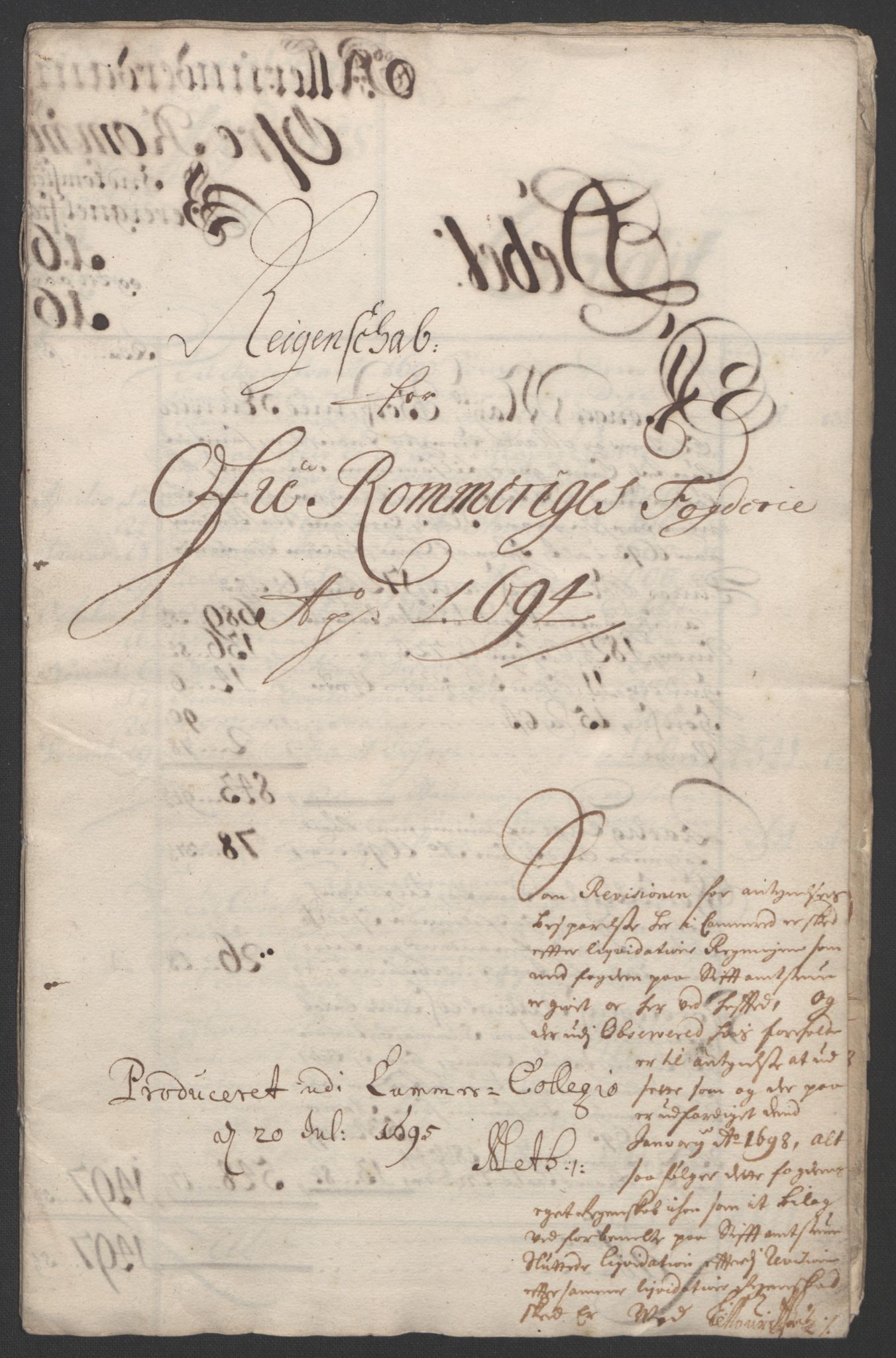 Rentekammeret inntil 1814, Reviderte regnskaper, Fogderegnskap, RA/EA-4092/R12/L0706: Fogderegnskap Øvre Romerike, 1694, p. 5