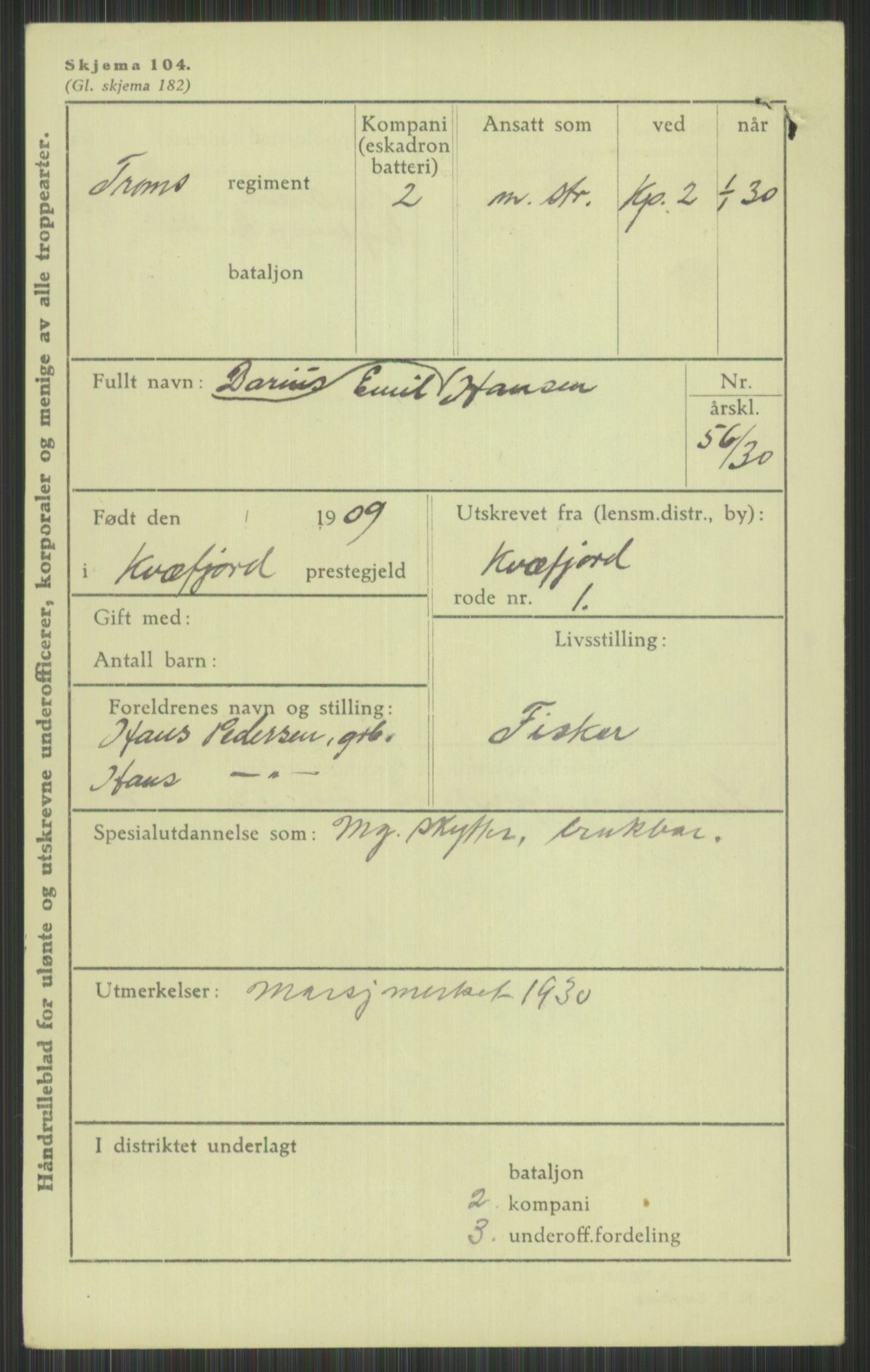 Forsvaret, Troms infanteriregiment nr. 16, AV/RA-RAFA-3146/P/Pa/L0014: Rulleblad for regimentets menige mannskaper, årsklasse 1930, 1930, p. 217