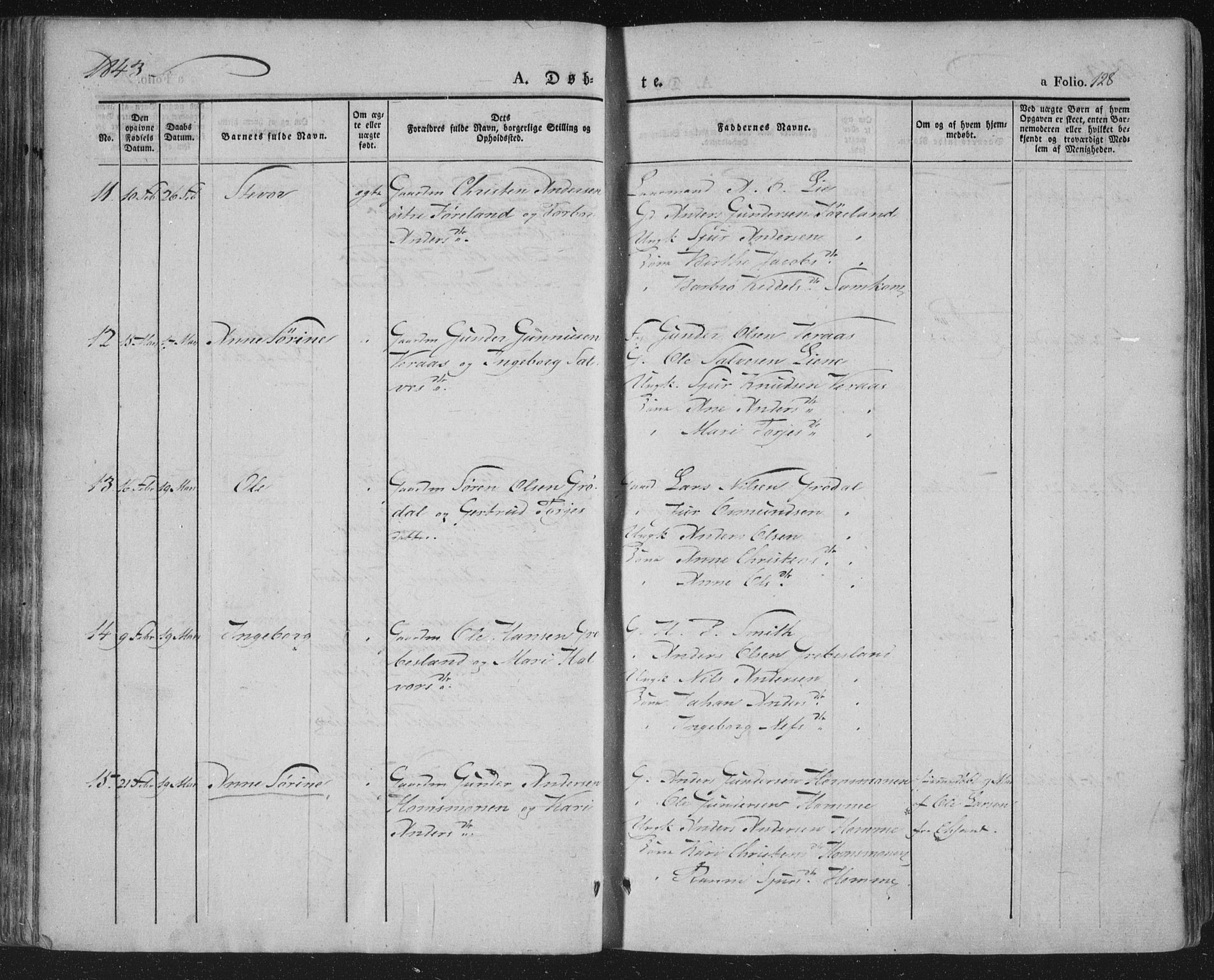 Vennesla sokneprestkontor, SAK/1111-0045/Fa/Fac/L0004: Parish register (official) no. A 4, 1834-1855, p. 128