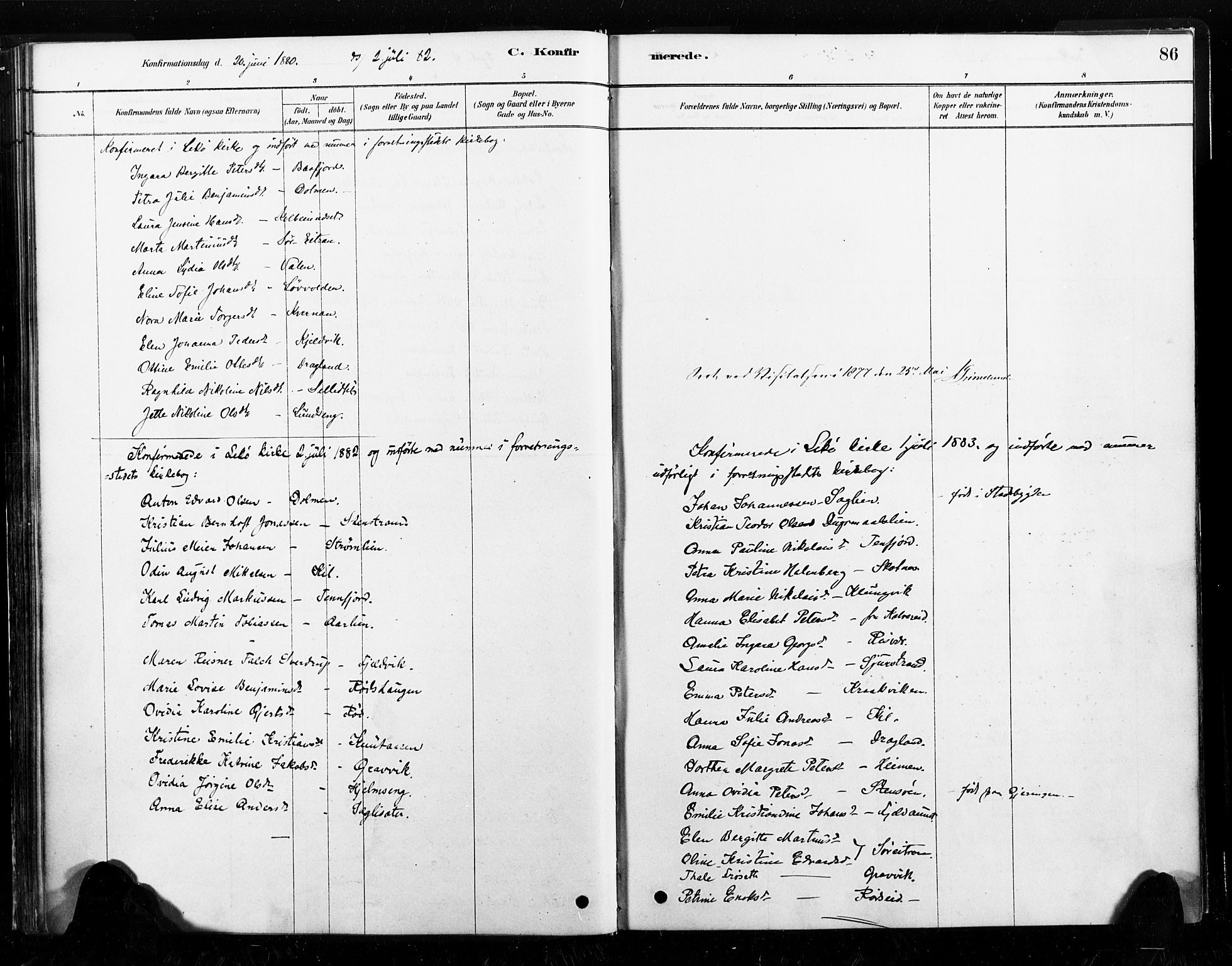 Ministerialprotokoller, klokkerbøker og fødselsregistre - Nord-Trøndelag, SAT/A-1458/789/L0705: Parish register (official) no. 789A01, 1878-1910, p. 86
