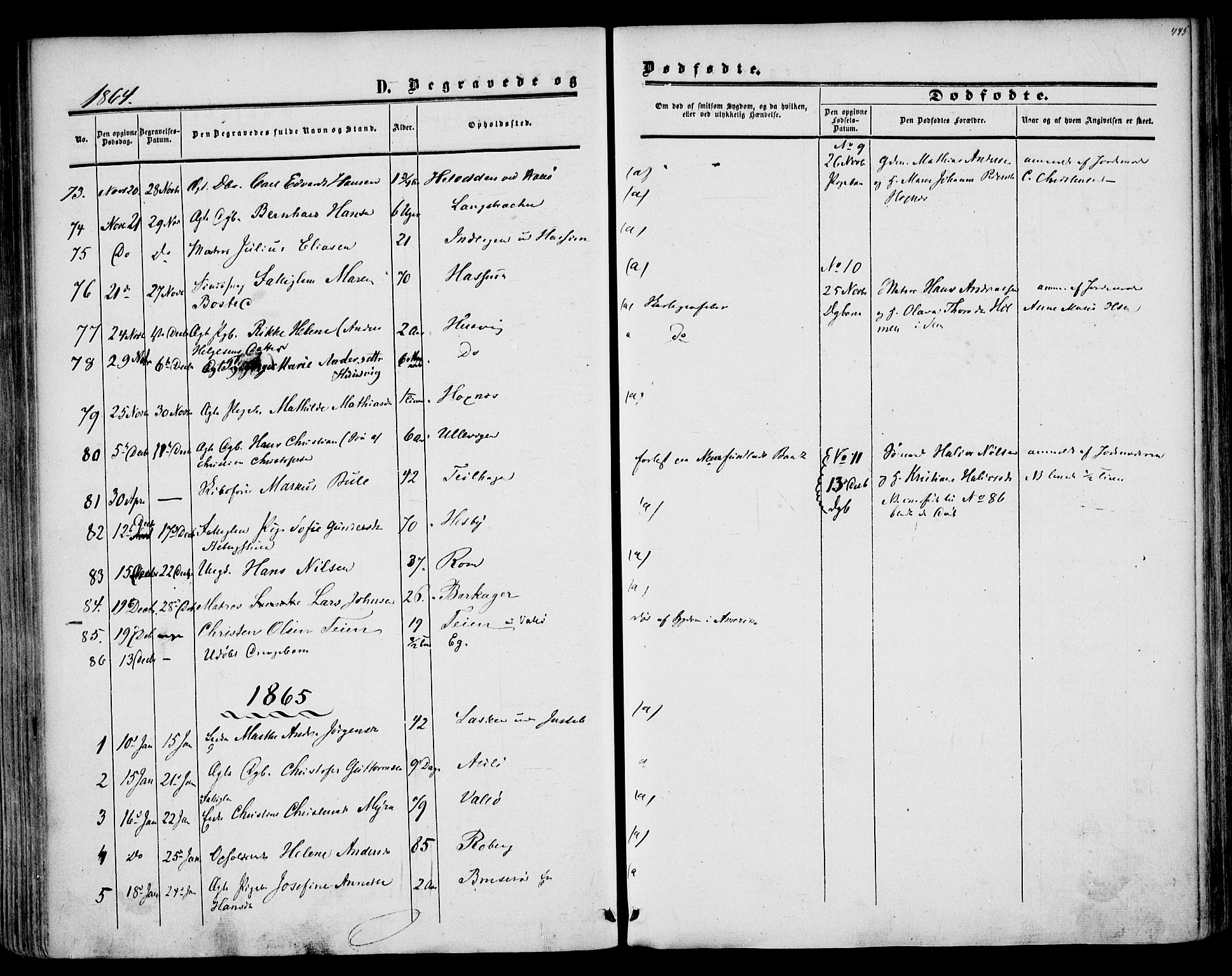 Sem kirkebøker, AV/SAKO-A-5/F/Fa/L0007: Parish register (official) no. I 7, 1856-1865, p. 445