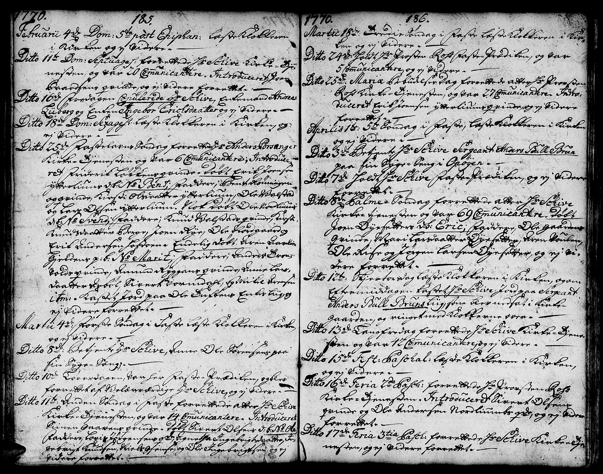 Ministerialprotokoller, klokkerbøker og fødselsregistre - Sør-Trøndelag, SAT/A-1456/671/L0840: Parish register (official) no. 671A02, 1756-1794, p. 185-186