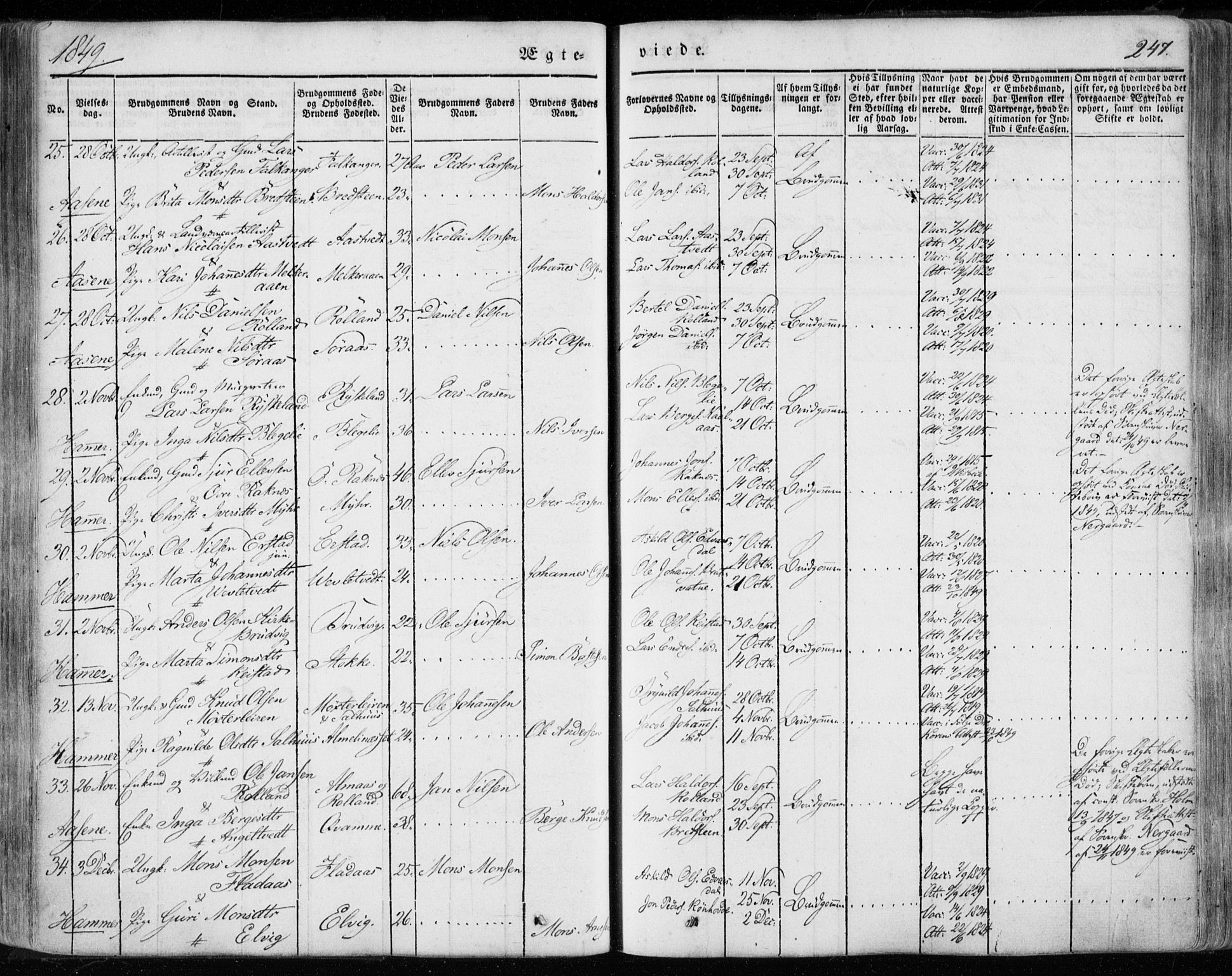 Hamre sokneprestembete, SAB/A-75501/H/Ha/Haa/Haaa/L0013: Parish register (official) no. A 13, 1846-1857, p. 247