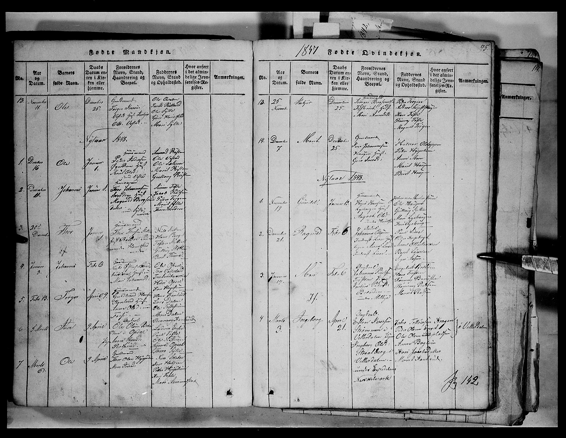 Fron prestekontor, SAH/PREST-078/H/Ha/Hab/L0003: Parish register (copy) no. 3, 1816-1850, p. 95