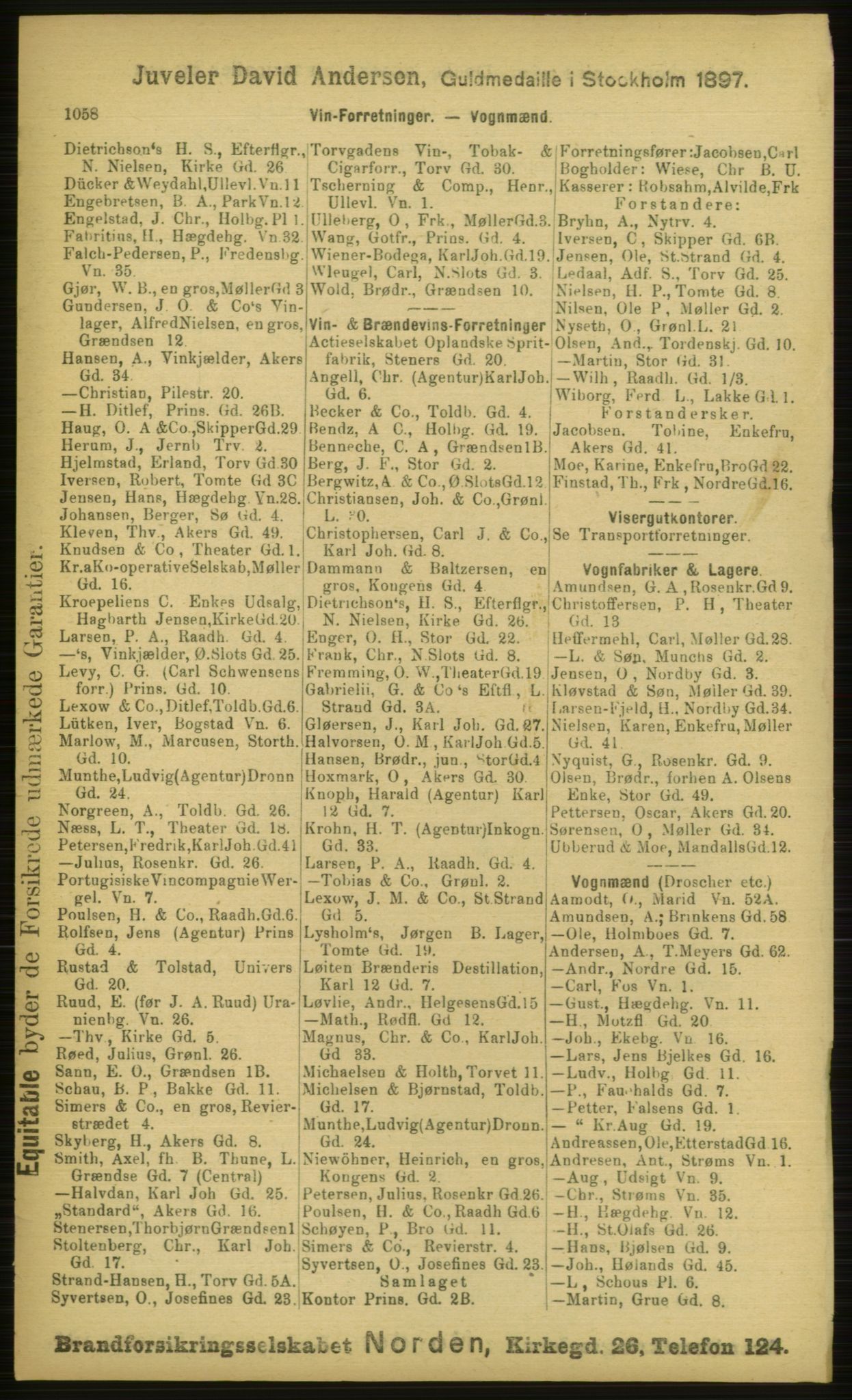 Kristiania/Oslo adressebok, PUBL/-, 1898, p. 1058