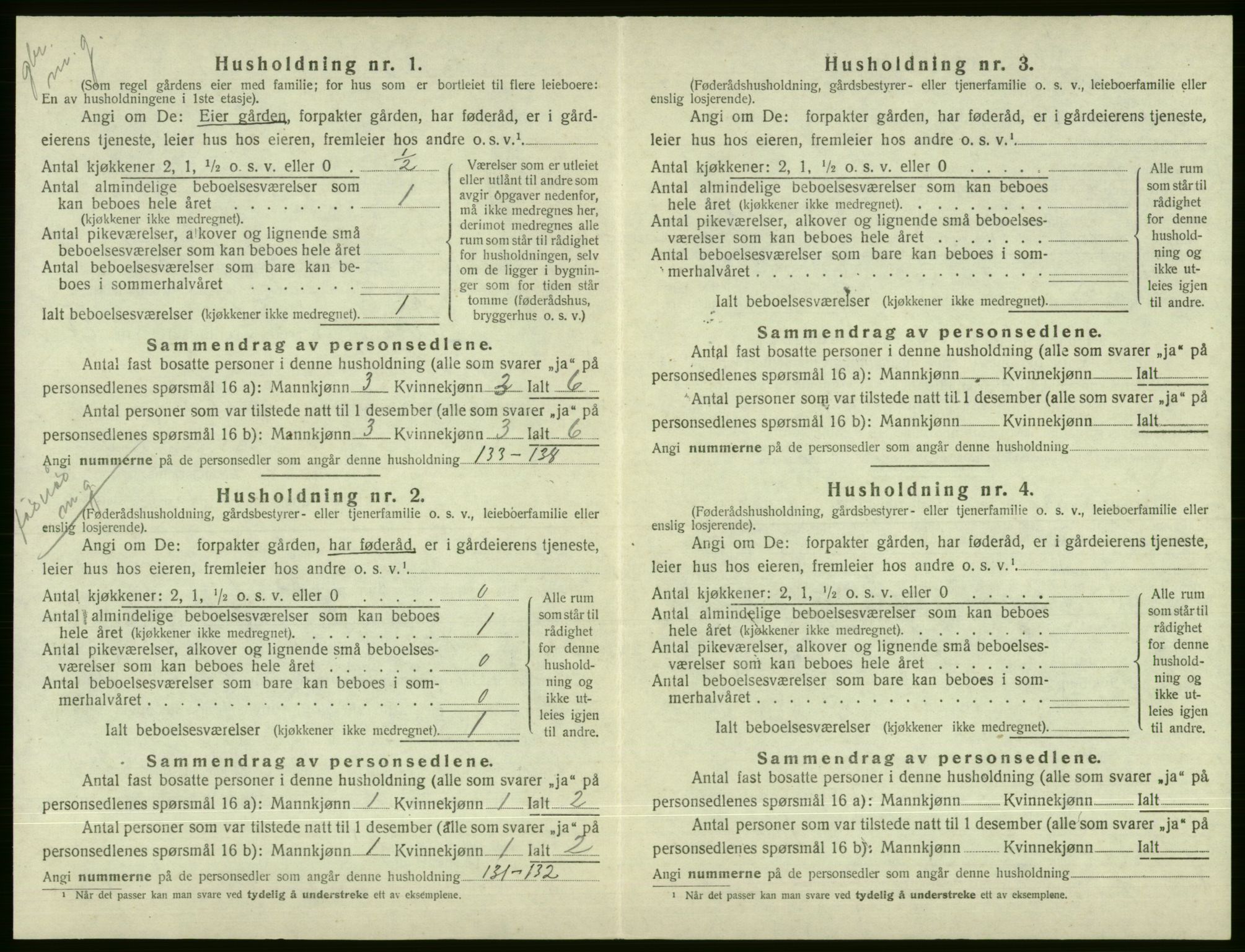 SAB, 1920 census for Voss, 1920, p. 1666